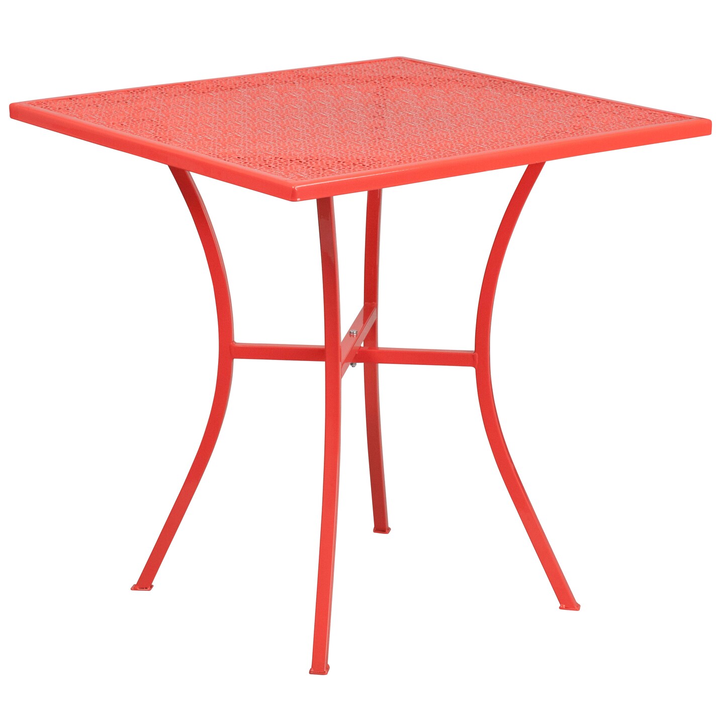 Emma and Oliver Commercial Grade 28&#x22; Square Metal Garden Patio Table Set w/ 2 Square Back Chairs