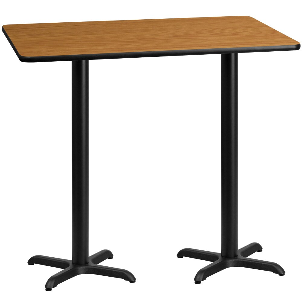 Emma and Oliver 30"x60" Rectangular Laminate Bar Table with 22"x22" Bases