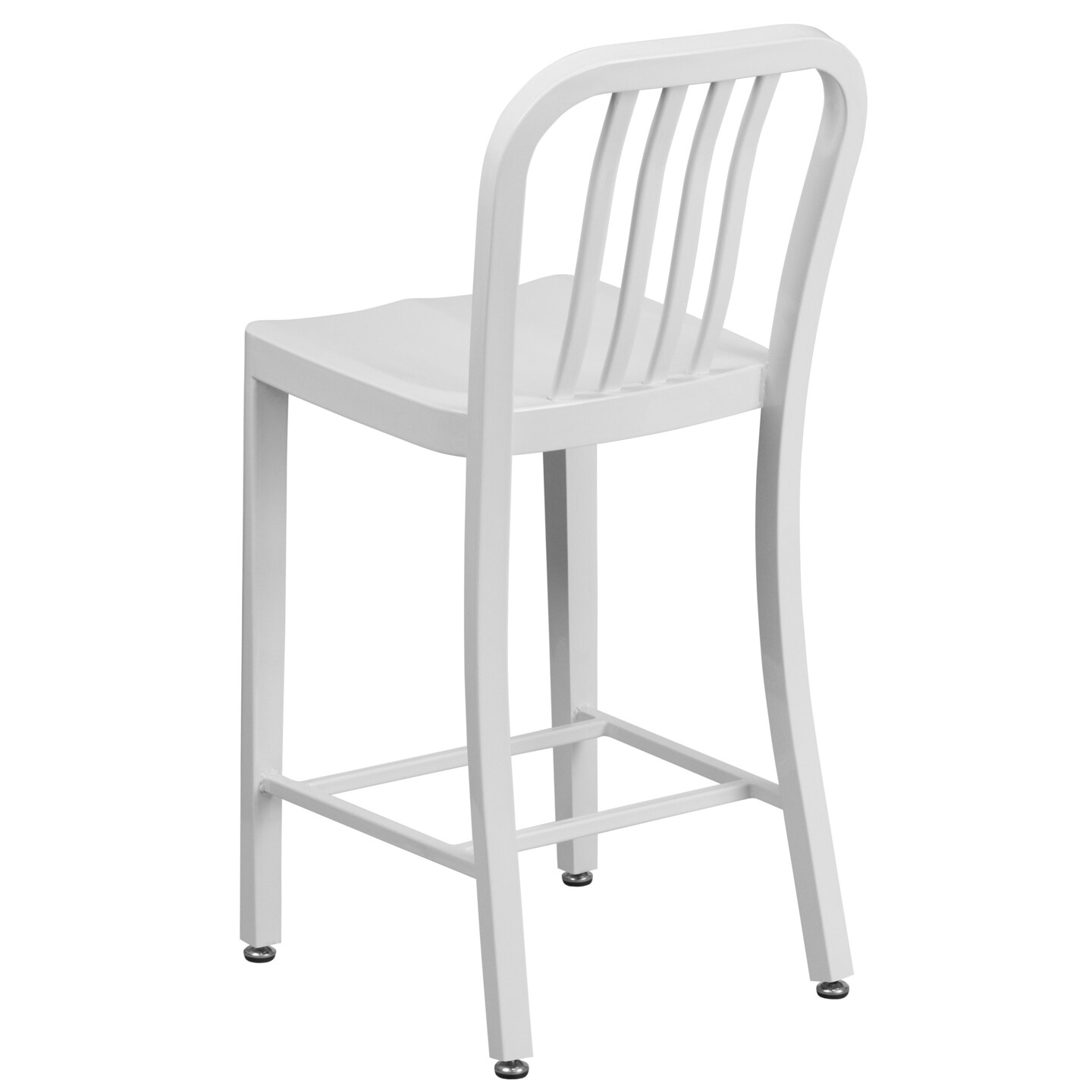 Merrick Lane Santorini Galvanized Steel Indoor/Outdoor Counter Bar Stool With Slatted Back And Powder Coated Finish