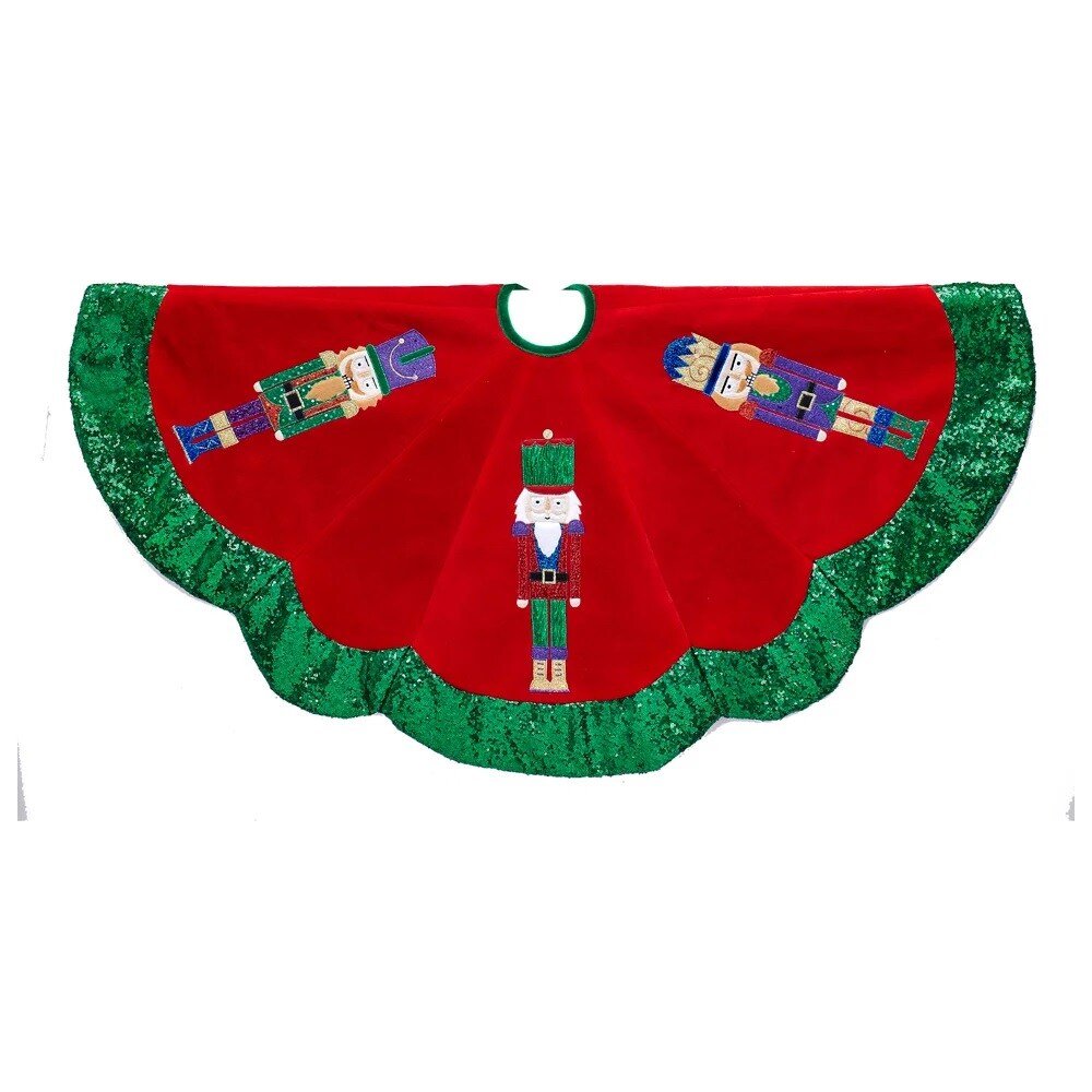 KSA 48" Red and Green Nutcracker Christmas Tree Skirt Michaels