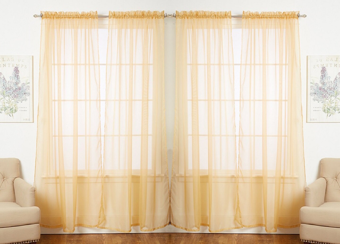 J&V TEXTILES 4-Pack Value: Solid Sheer Window Curtain Panels