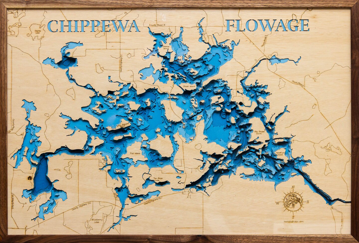 3d Laser Cut Wooden Lake Maps of The Chippewa Flowage