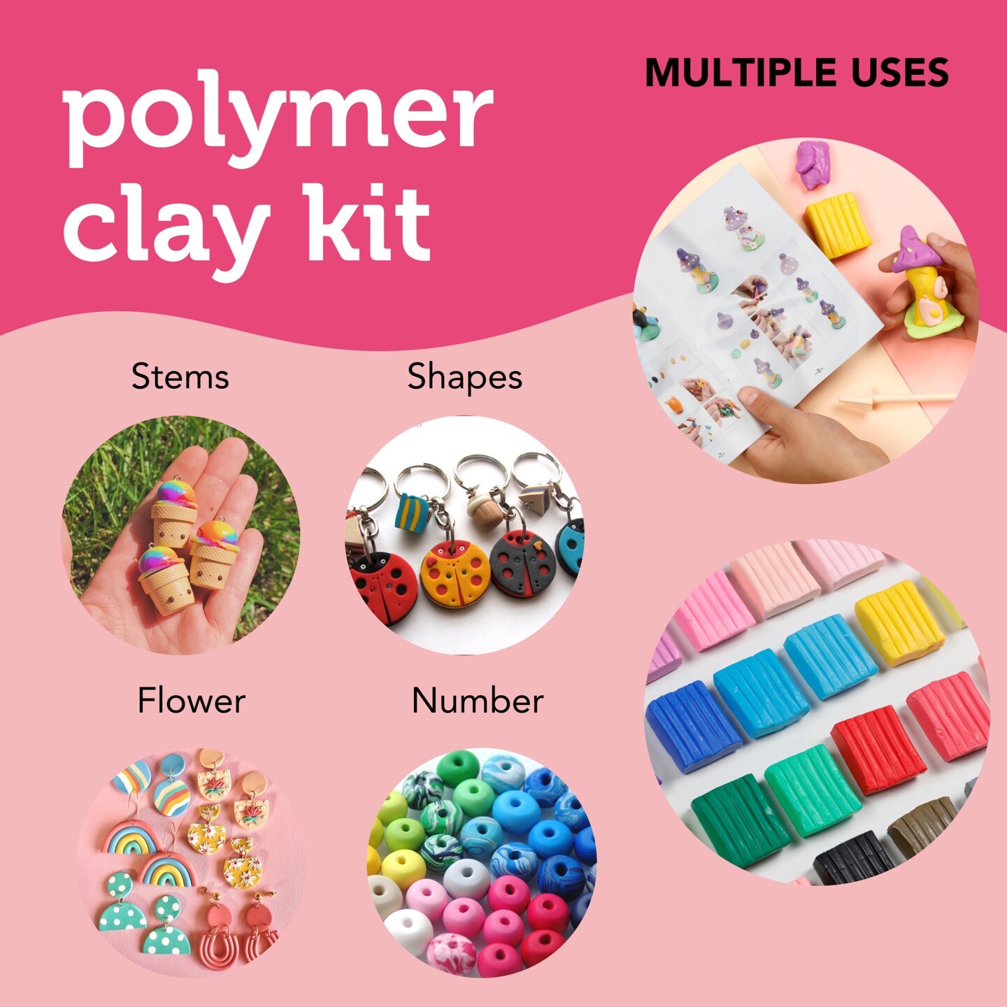 Incraftables Polymer Clay Kit (24 Colors Soft Blocks). Modeling Oven Bake Clay kit for Adults, Kids &#x26; Artists with Sculpting Tools. Non Toxic Molding Polymer Clay Starter Baking Set for Jewelry Making