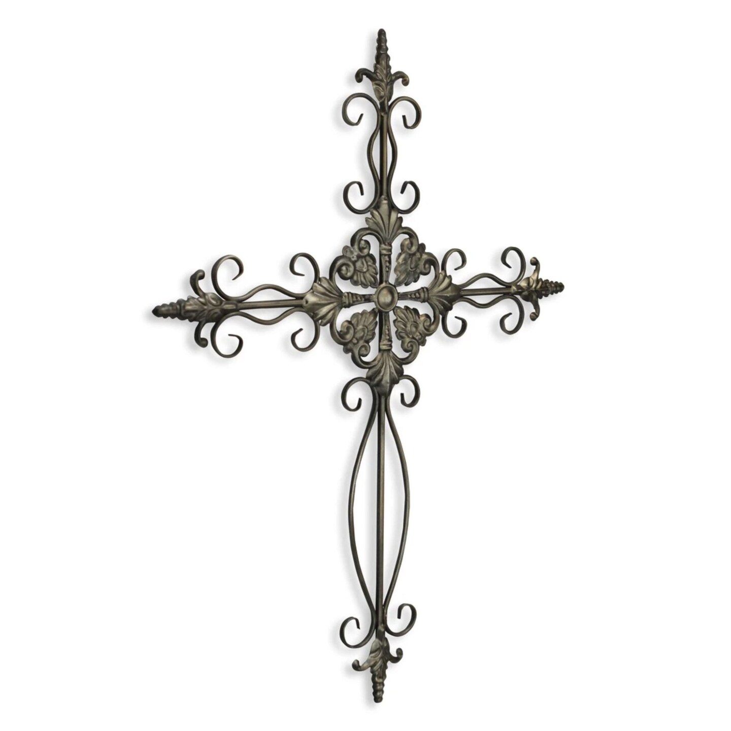 Contemporary Home Living 29" Bronze Solid Rustic Finish Metal Wall Cross