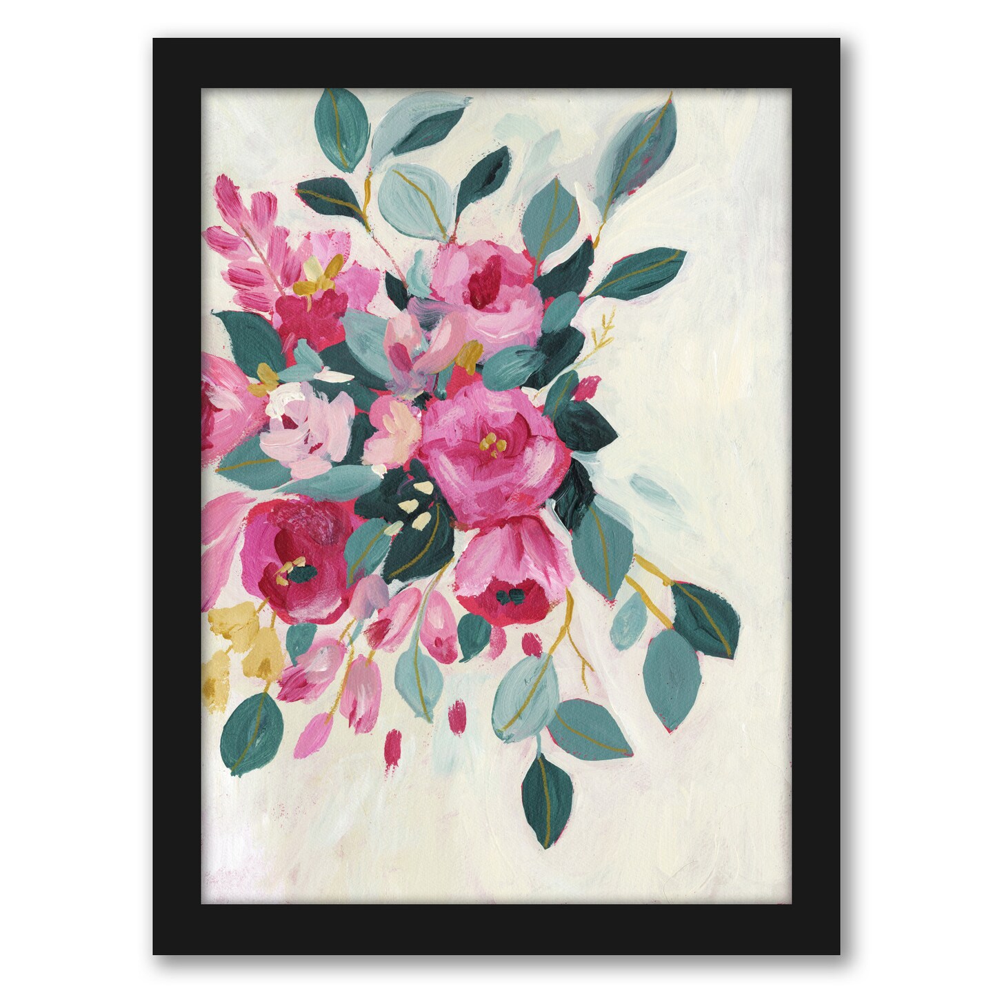 With Love Floral by Sharon Montgomery Black Framed Wall Art - Americanflat