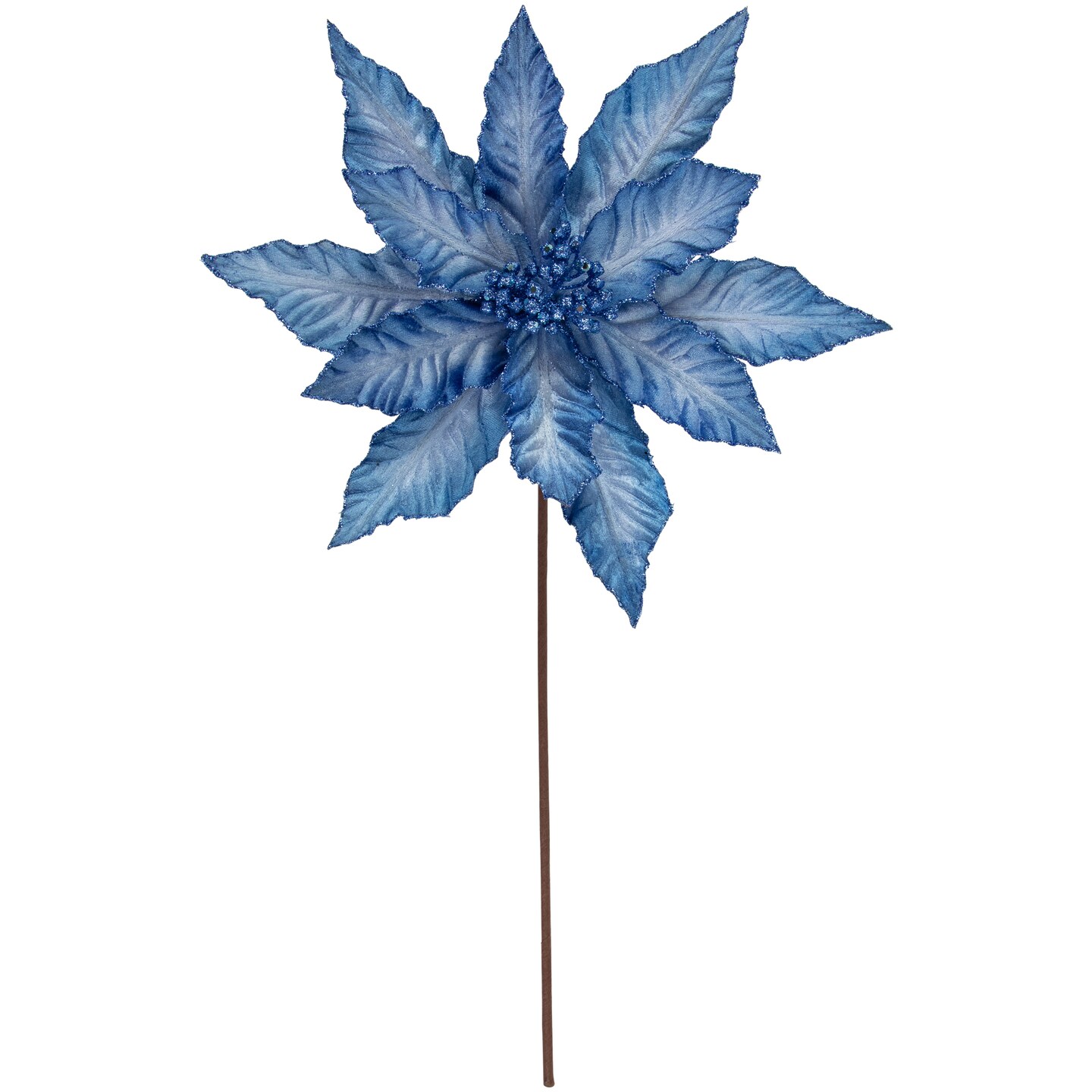 Northlight 25" Two Tone Blue Glittered Poinsettia Christmas Stem Spray