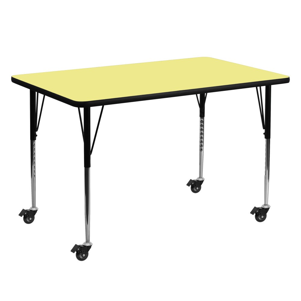 Emma and Oliver Mobile 30x60 Rectangle Laminate Adjustable Activity Table