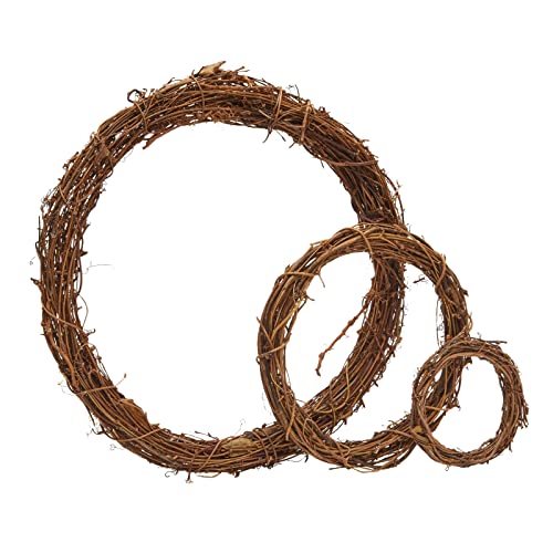 Set of 3 Grapevine Wreath Forms for DIY Crafts, Plain Twig Branches for Christmas, Holidays, Wedding, Party, and Fall Home Decor (11.5, 7, and 4.5 in)