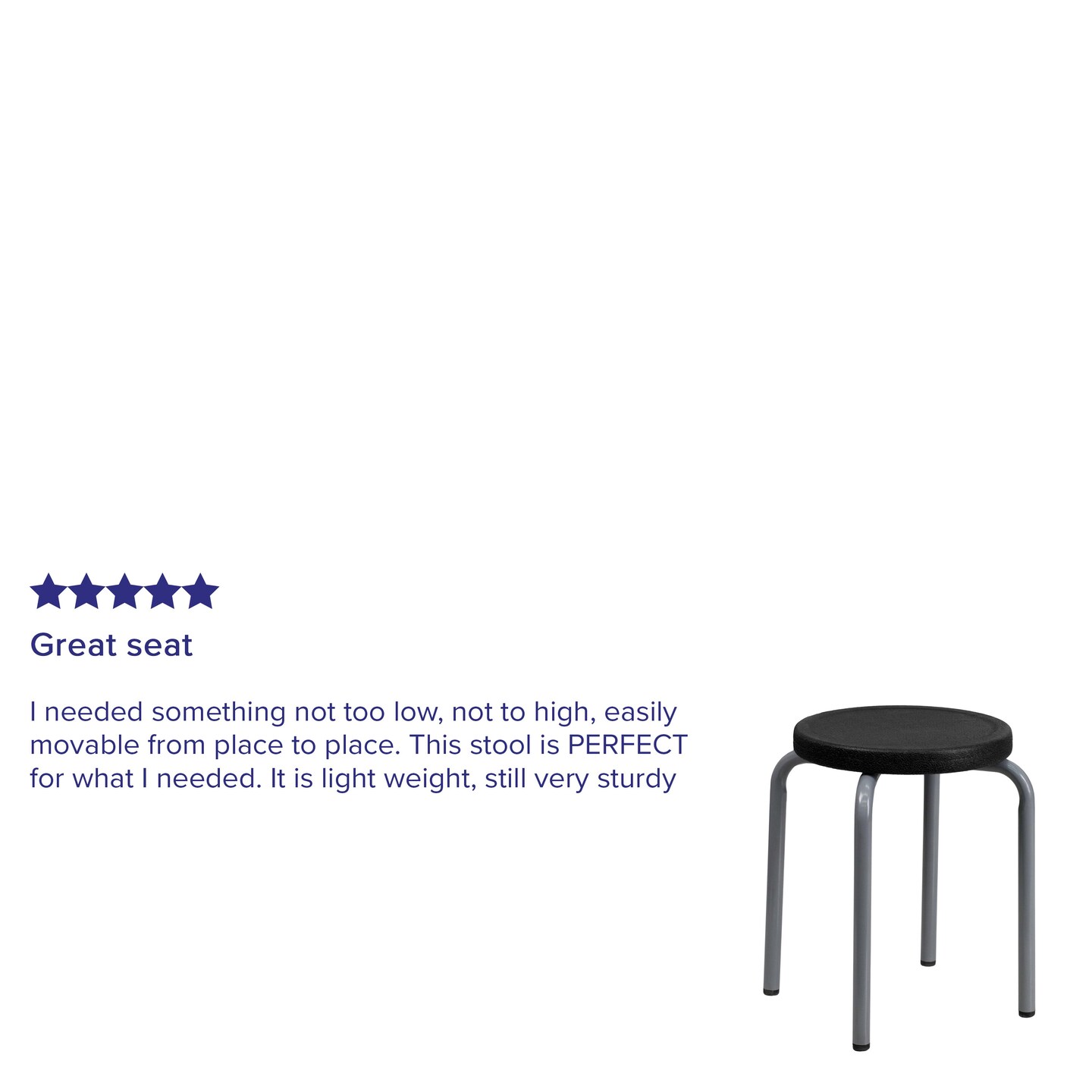 Emma and Oliver Stackable Stool with Silver Powder Coated Frame