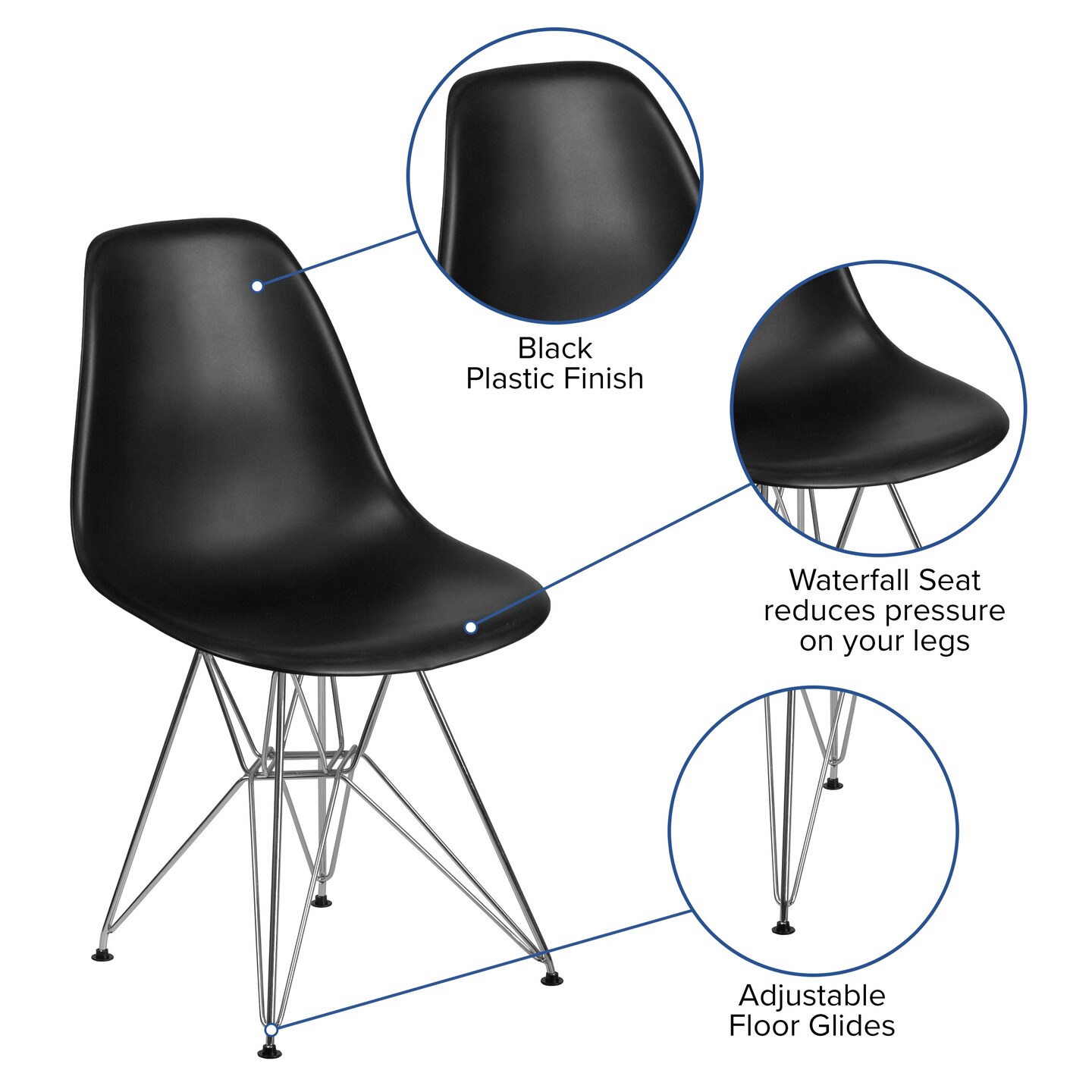 Emma and Oliver Plastic Accent Dining Chair with Chrome Base