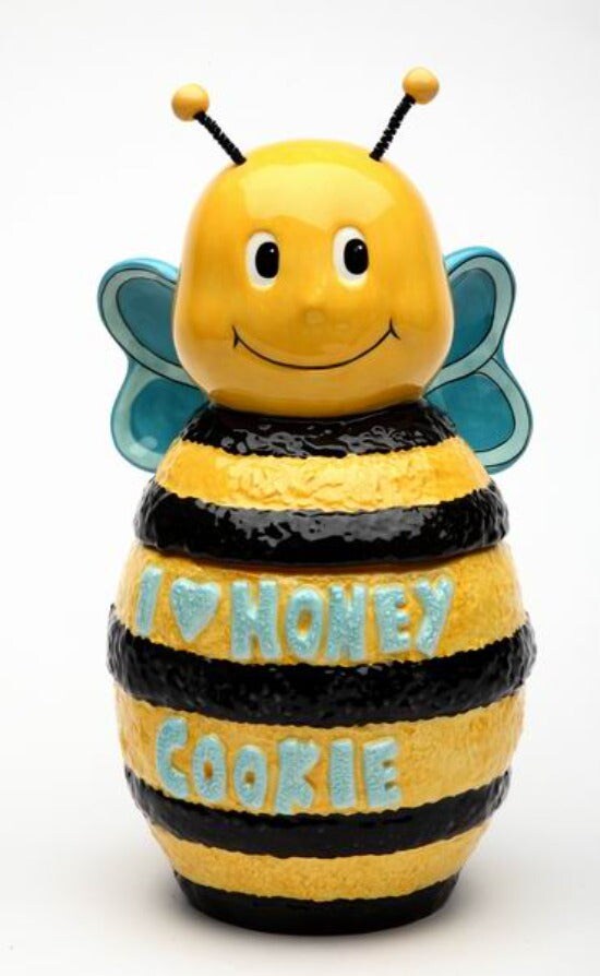 Hand Painted Ceramic Bumblebee Cookie Jar, Home D&#xE9;cor, Gift for Her, Gift for Mom, Kitchen D&#xE9;cor, Cafe Decor