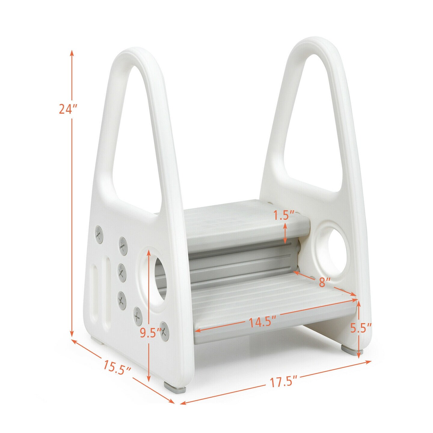 HDPE Double-Tier Kids Step Stool with Safety Armrests