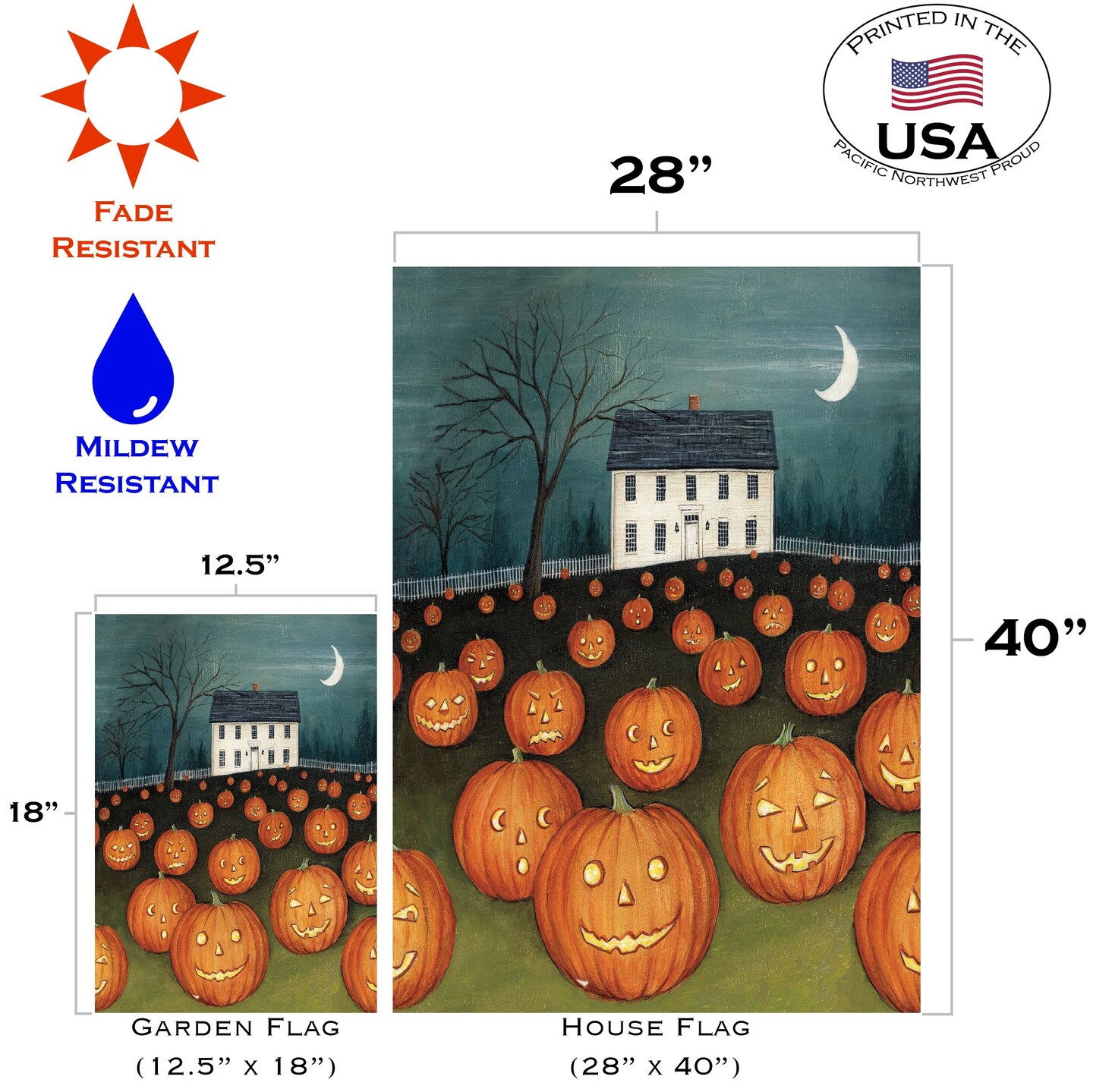 Pumpkin Hollow House Decorative Halloween Flag