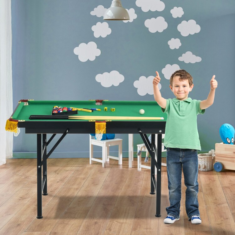 47 Inch Folding Billiard Table with Cues and Brush Chalk