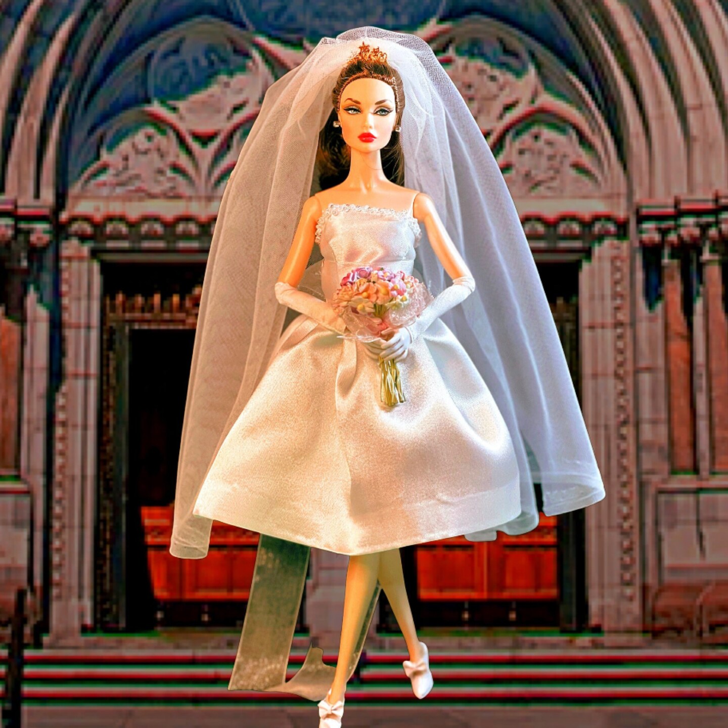 Custom wedding dress and veil fits fashion dolls 1 6 scale MakerPlace by Michaels