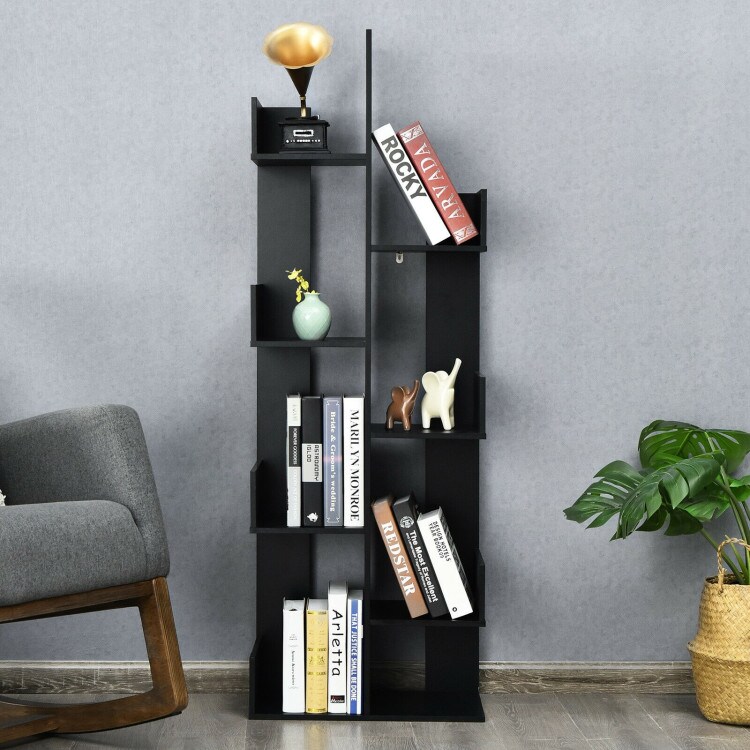 8-Tier Bookshelf Bookcase with 8 Open Compartments Space-Saving Storage Rack