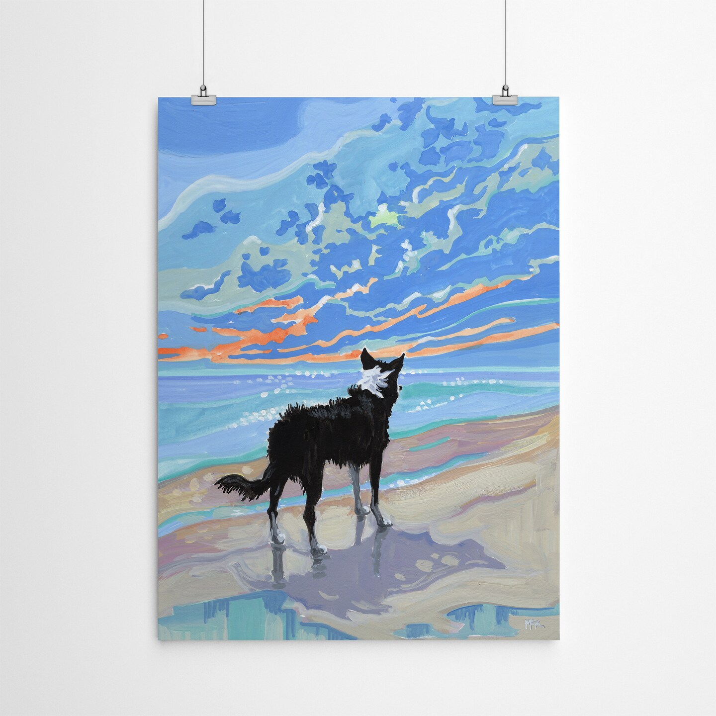 Boder Collie At Sunset by Mary Kemp  Poster Art Print - Americanflat