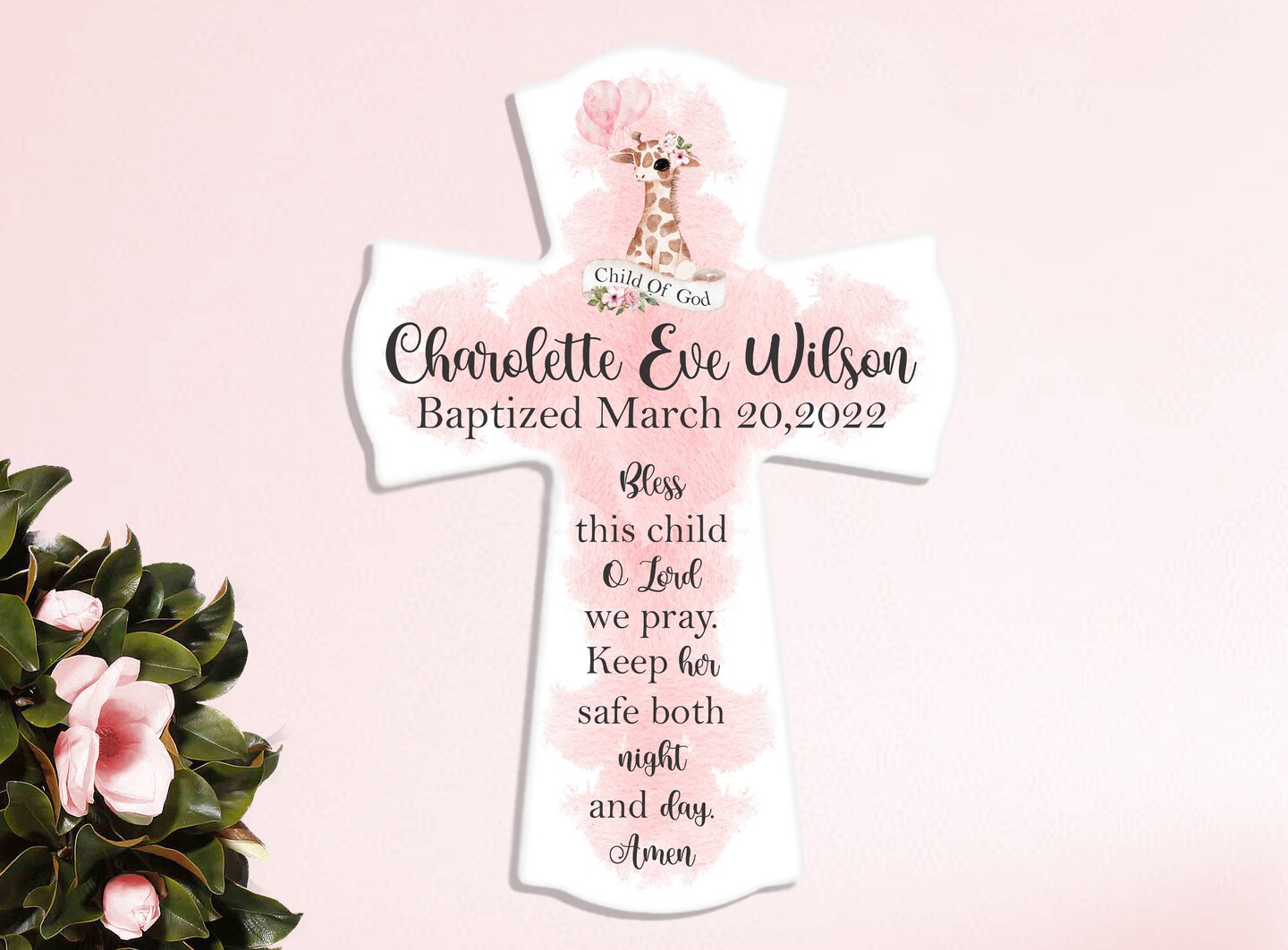 Baptism Gift from Godmother Personalized Cross with Name and Verse ...