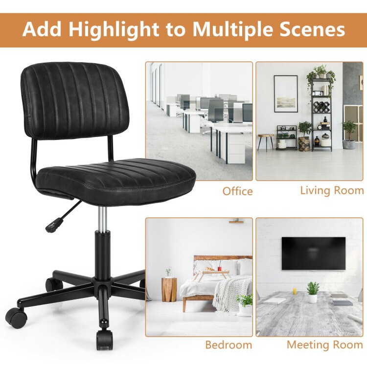 PU Leather Adjustable Office Chair Swivel Task Chair with Backrest