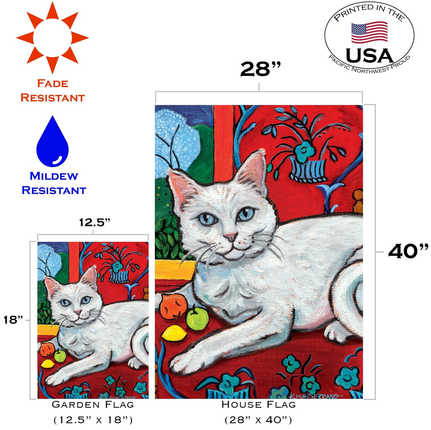 Cattise- White Kitty Decorative Cat Flag