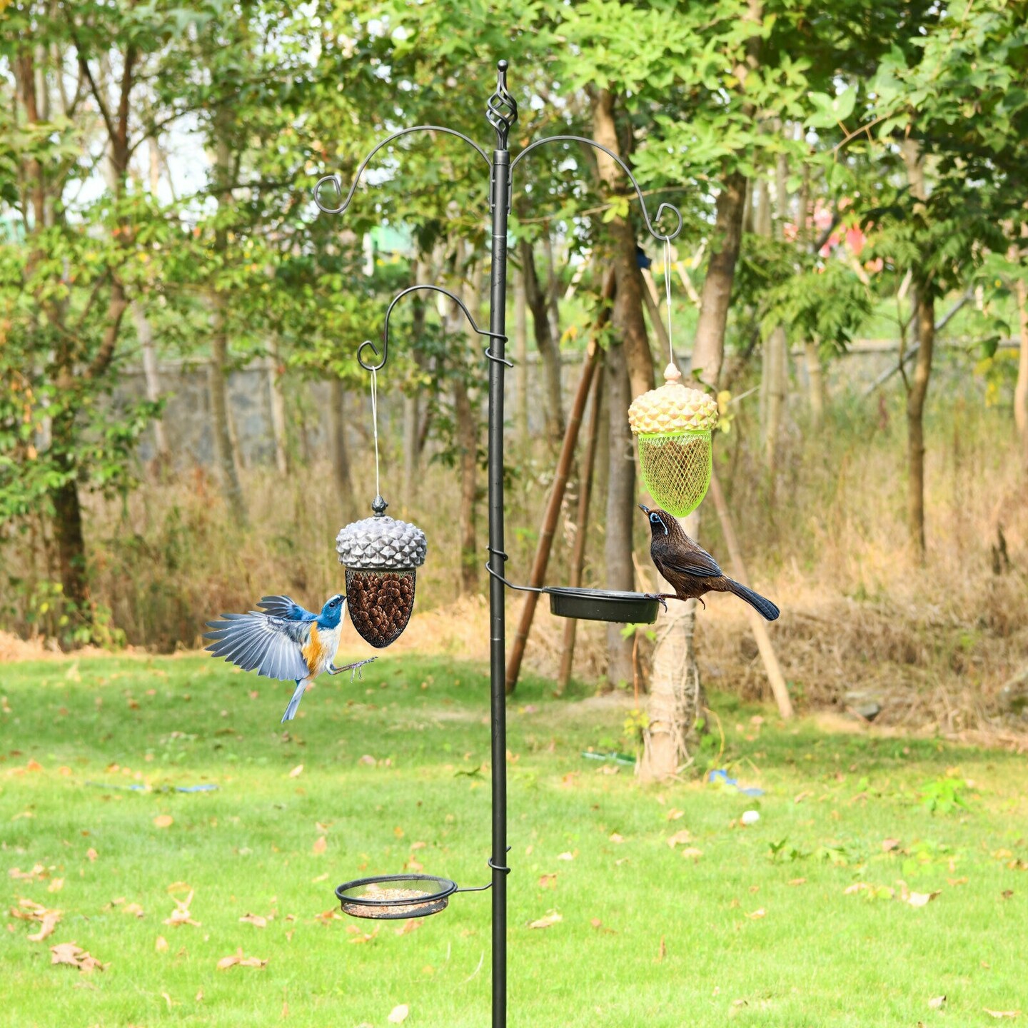 Hanging Acorn Bird Feeder Outdoor Garden Backyard Resin Iron Mesh Design