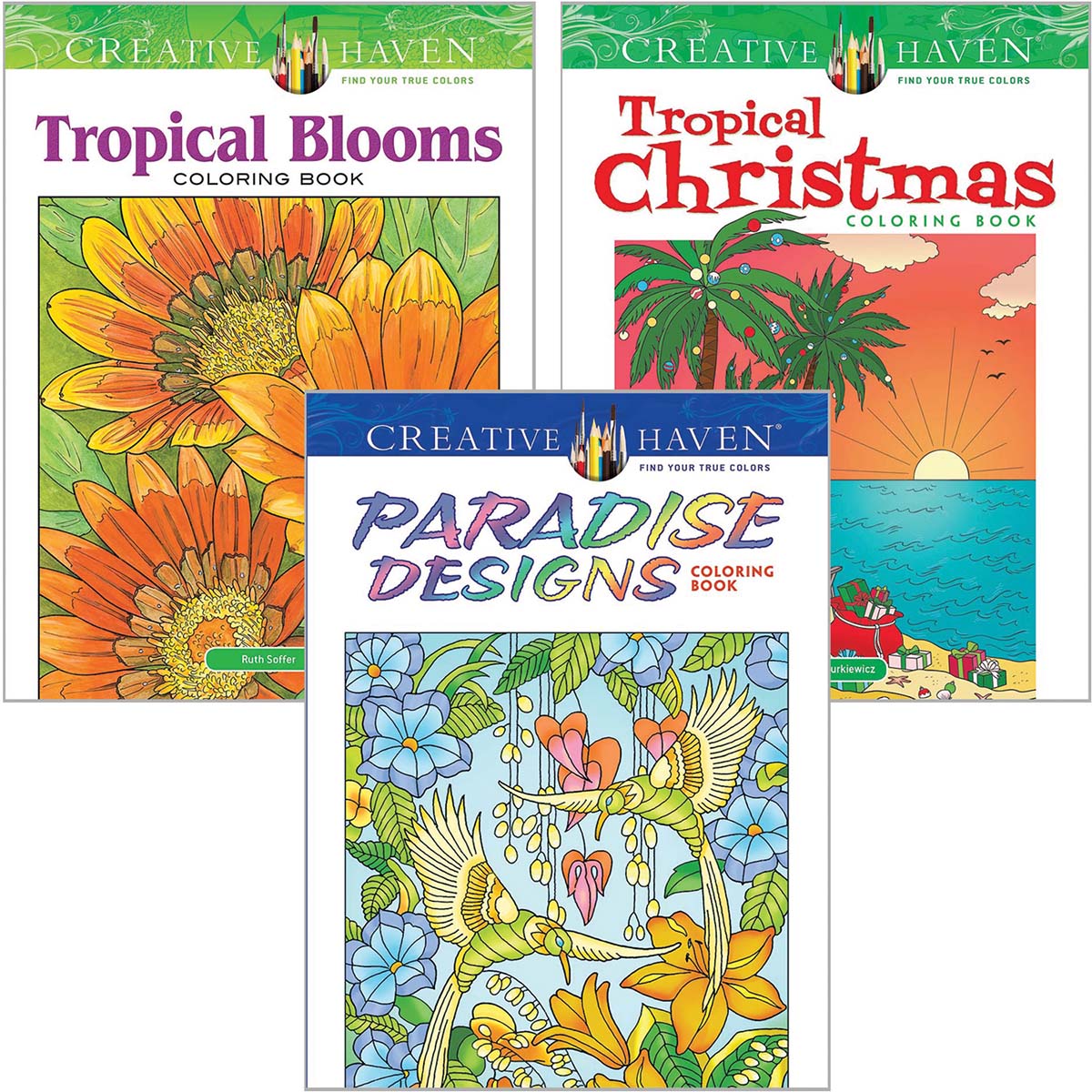 Dover  Tropical Designs, Set of 3 Coloring Book