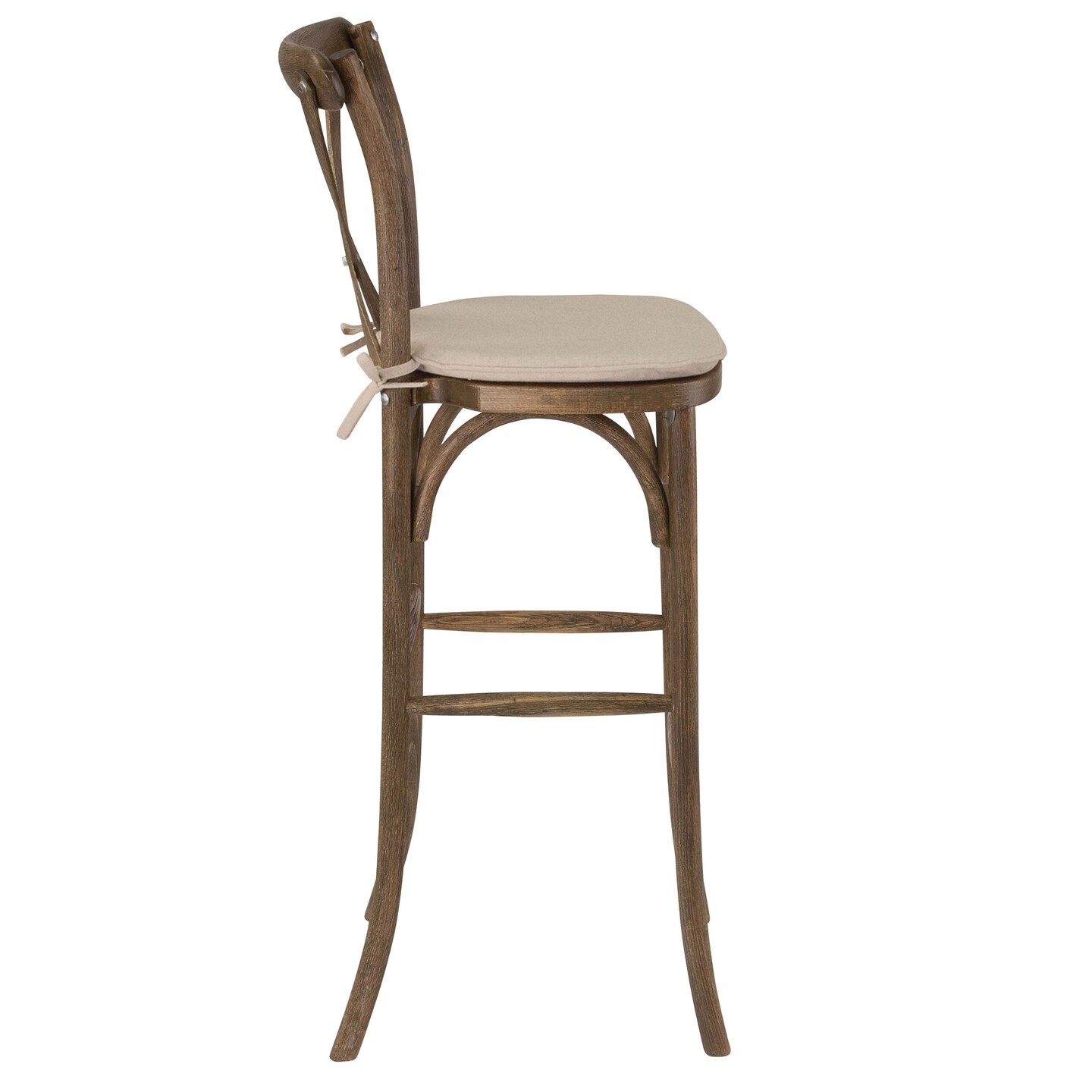 Merrick Lane Coquette Wooden Modern Farmhouse Cross Back Bar Stool with Cushion