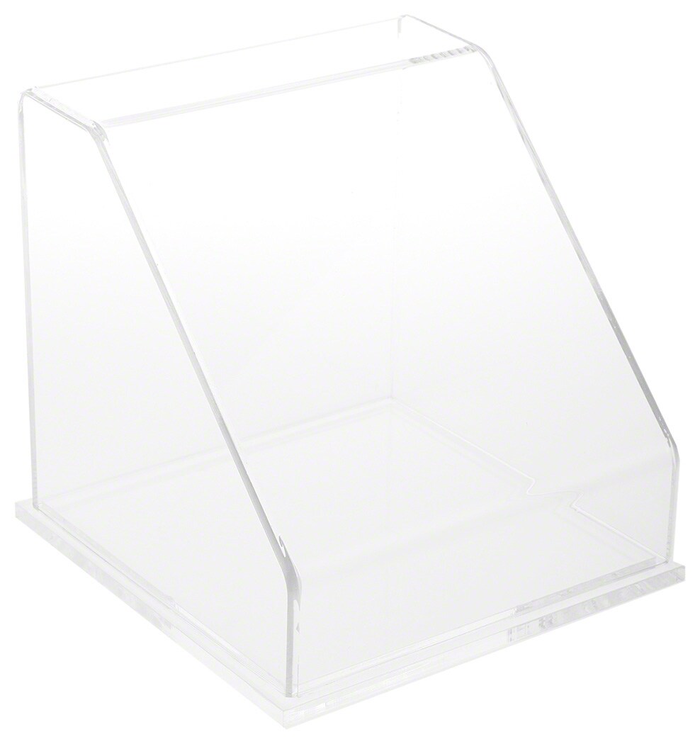 Plymor Clear Acrylic Slanted Front Display Case with Black Base, 8" x 8