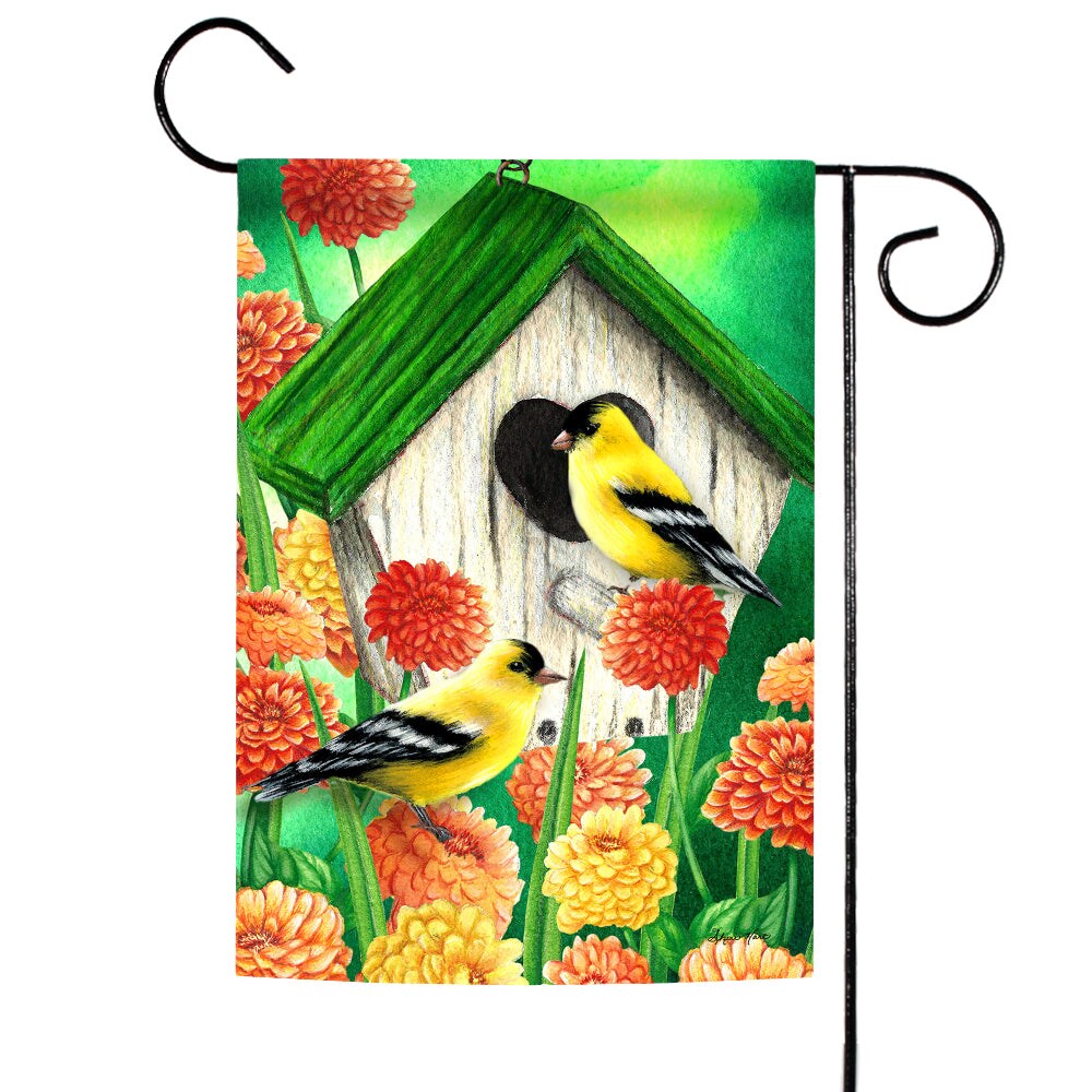 Goldfinch Birdhouse Decorative Bird Flag