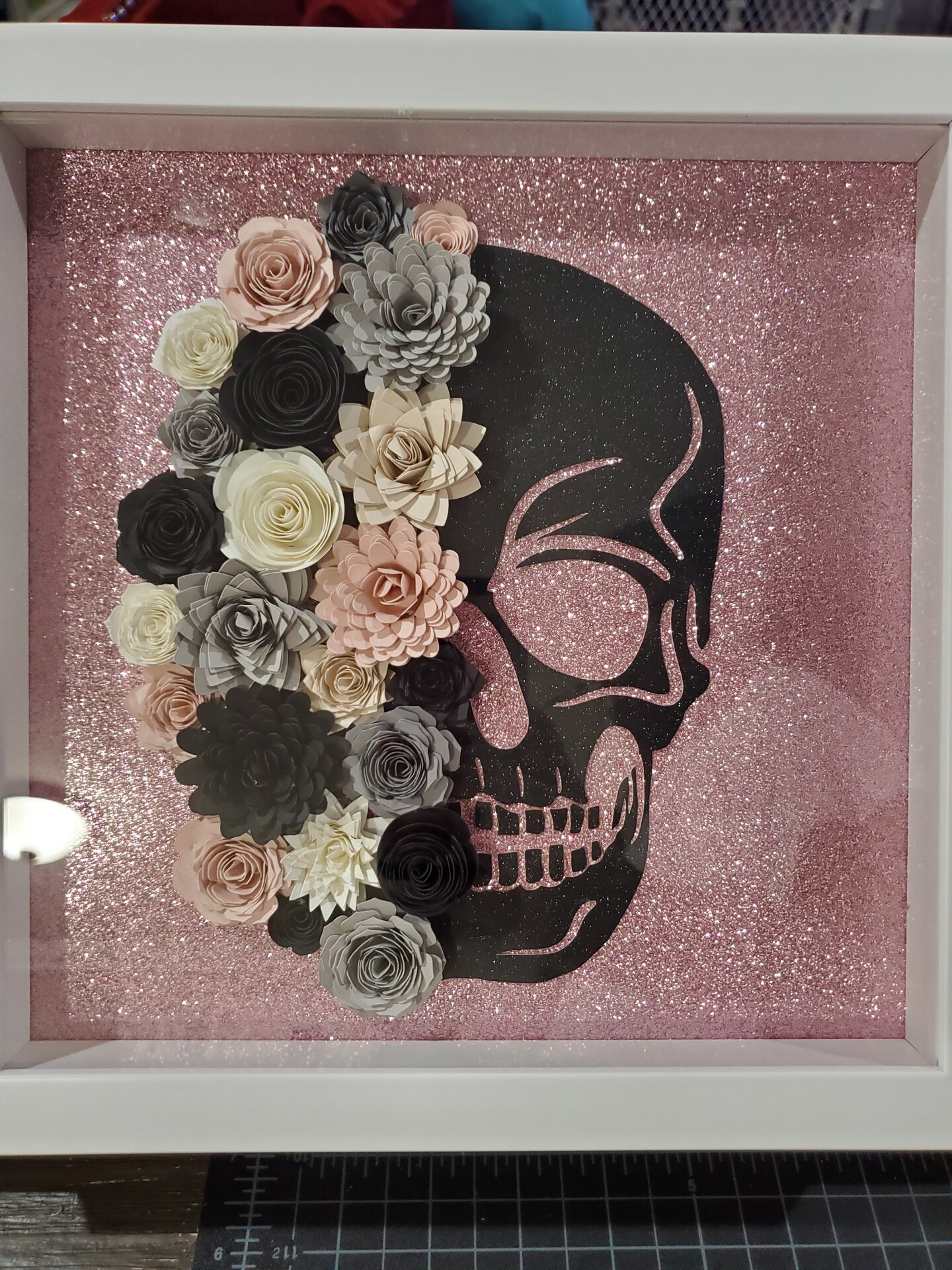 Offers Skull Flower Shadow Box