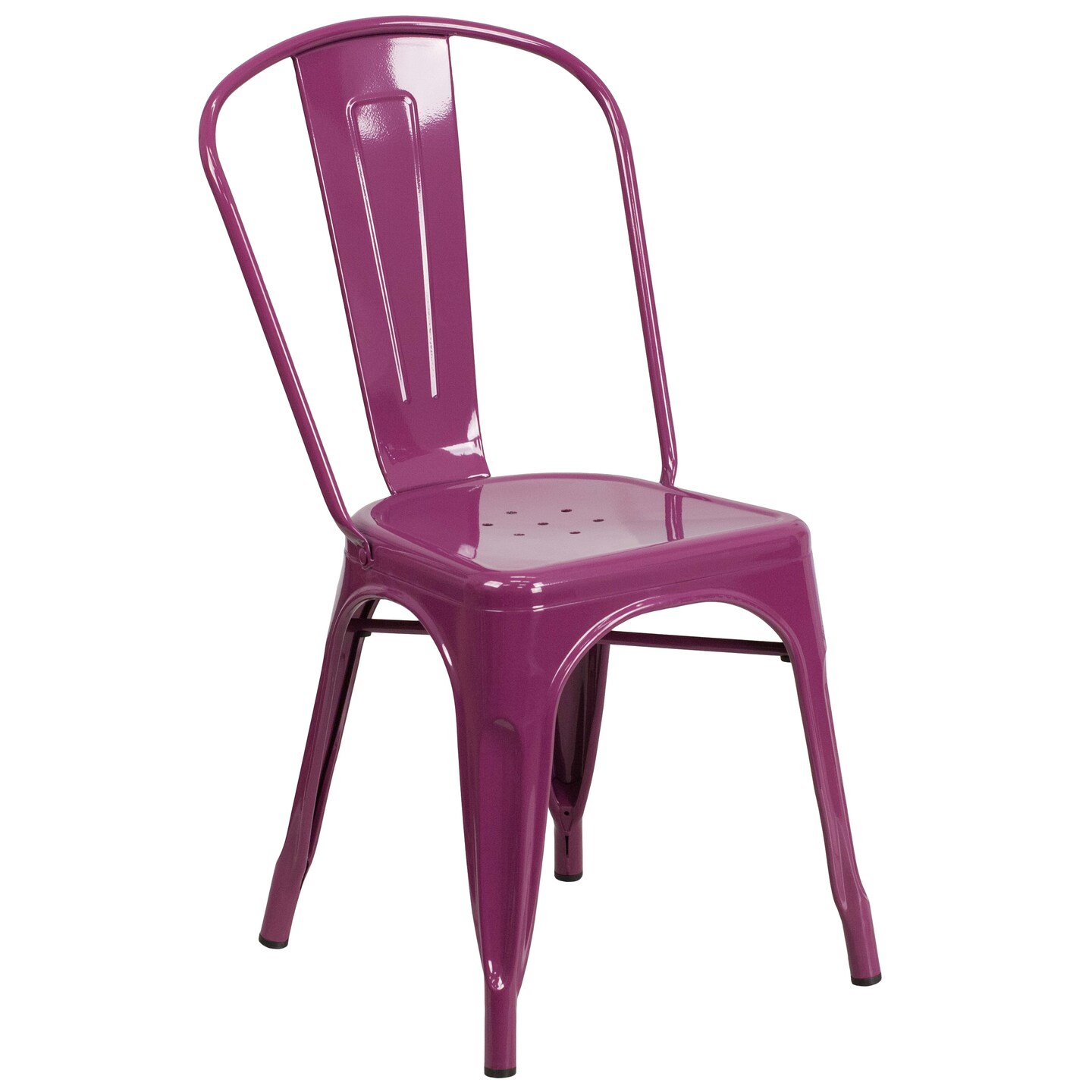 Merrick Lane Wells Indoor/Outdoor Stacking Metal Dining Chair with Single Slat Back and Powder Coated Finish