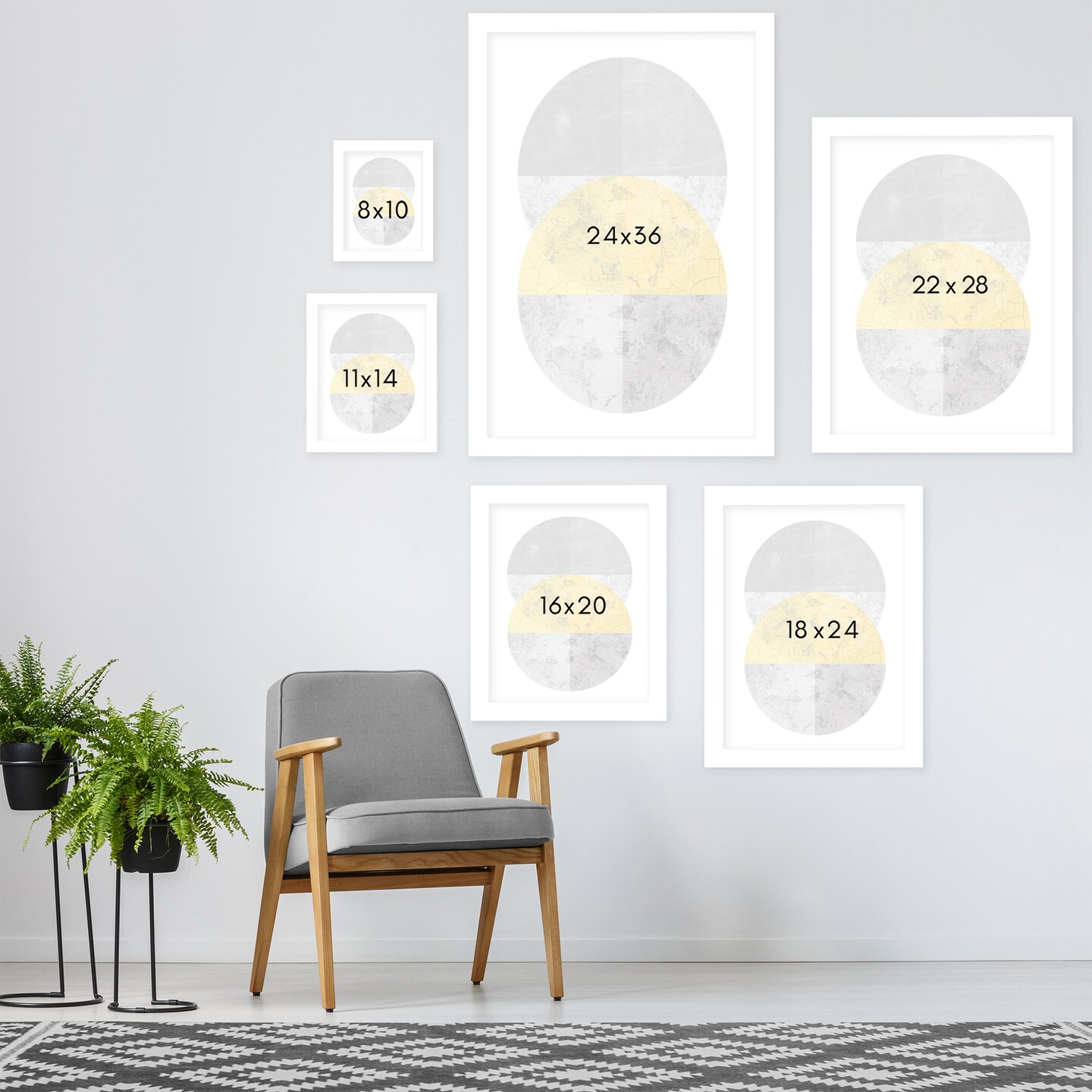 Yellow Gray Modern Circle Print by Pop Monica Frame - Americanflat ...