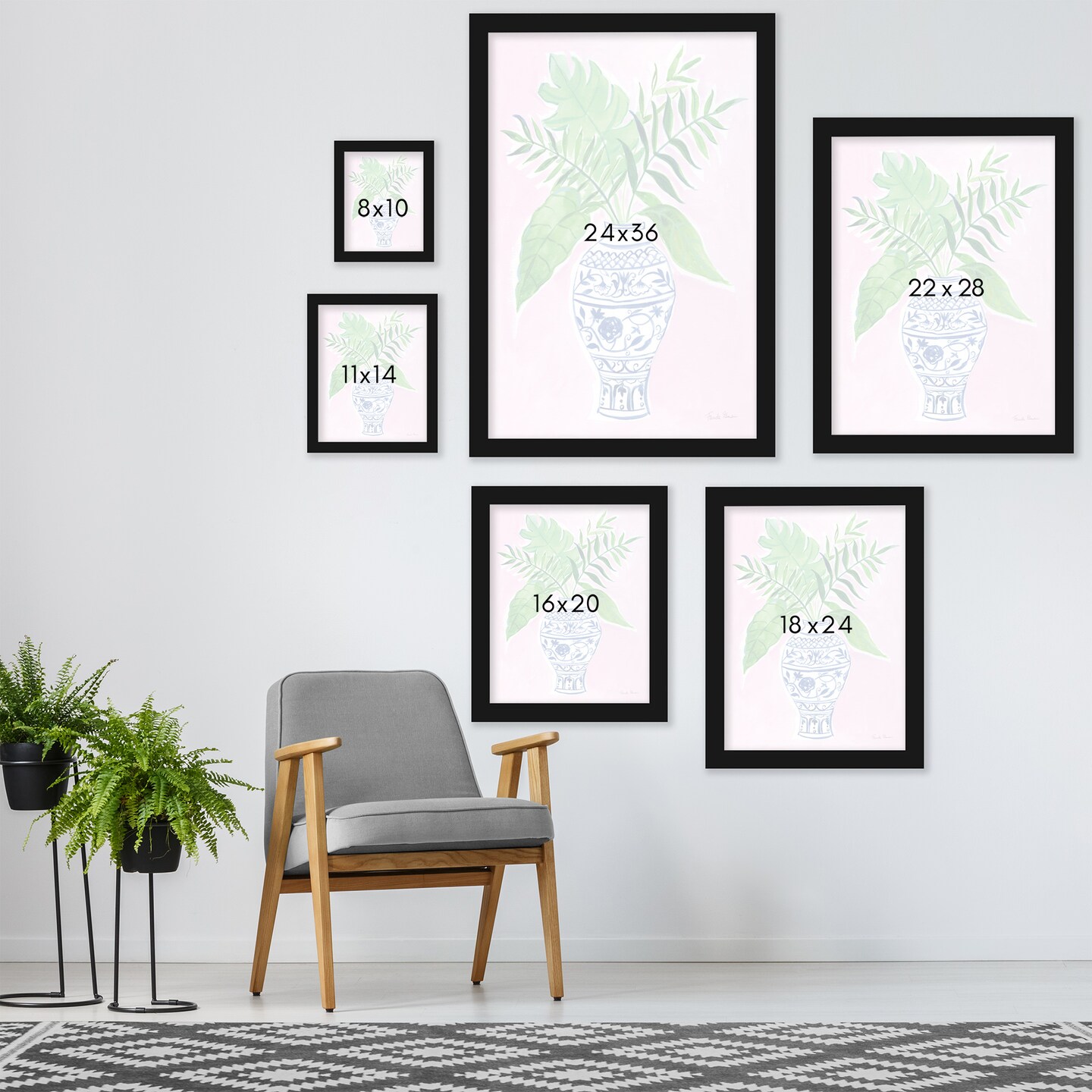 Elegant Chinoiserie I by Farida Zaman Black Framed Print 8x10 - Americanflat