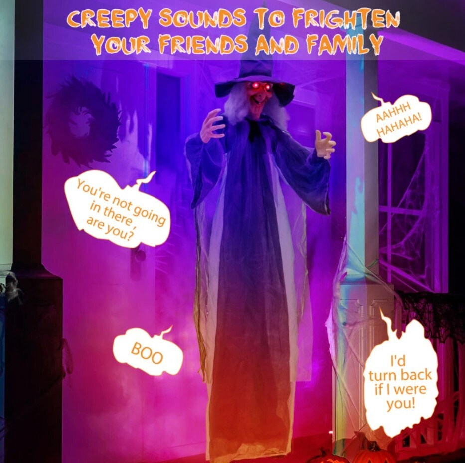 Spooky Hanging Witch - Halloween Decoration with Pre-Recorded Phrases