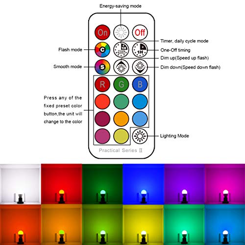 4 Pack RGB LED Light Bulb, Color Changing 40W Equivalent,5700K Daylight White, 450LM Dimmable 5W E26 Screw Base RGBW, Mood Light Bulb - 12 Color Choices - Timing Infrared Remote Control Included (4 Pack)