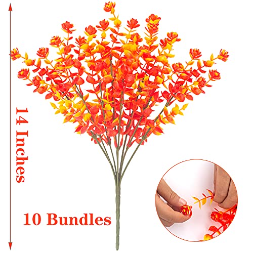 Artificial Fall Flowers, Fake Outdoor UV Resistant Autumn Plants for Home Kitchen Christmas Festival Thanksgiving Autumns Decoration(Gold Yellow)