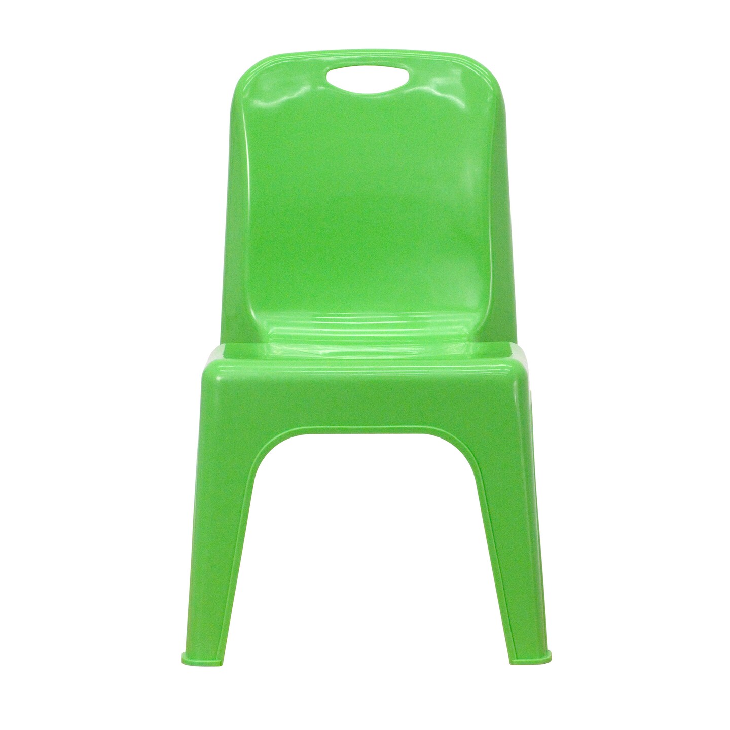 Emma and Oliver 4 Pack Plastic Stack School Chair with Carrying Handle and 11" Seat Height
