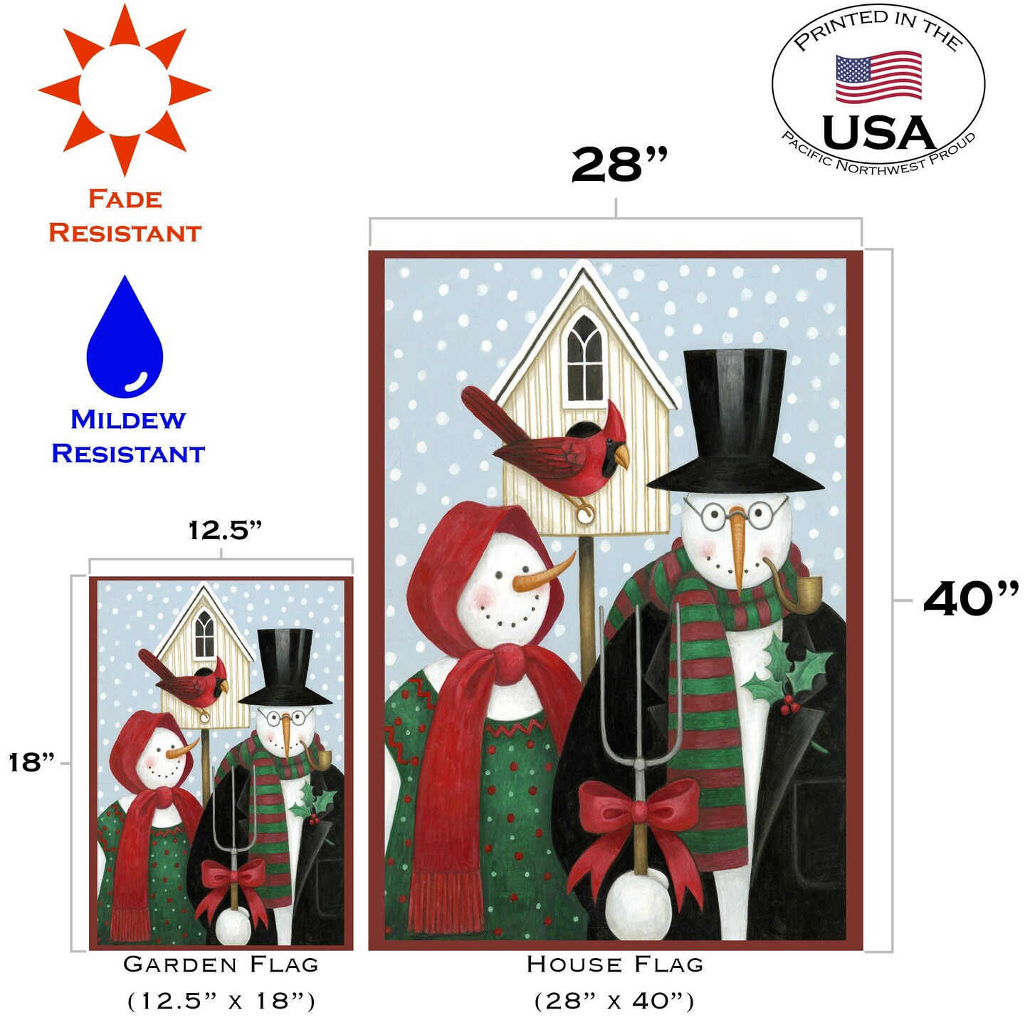 Snowman Gothic Decorative Winter Flag