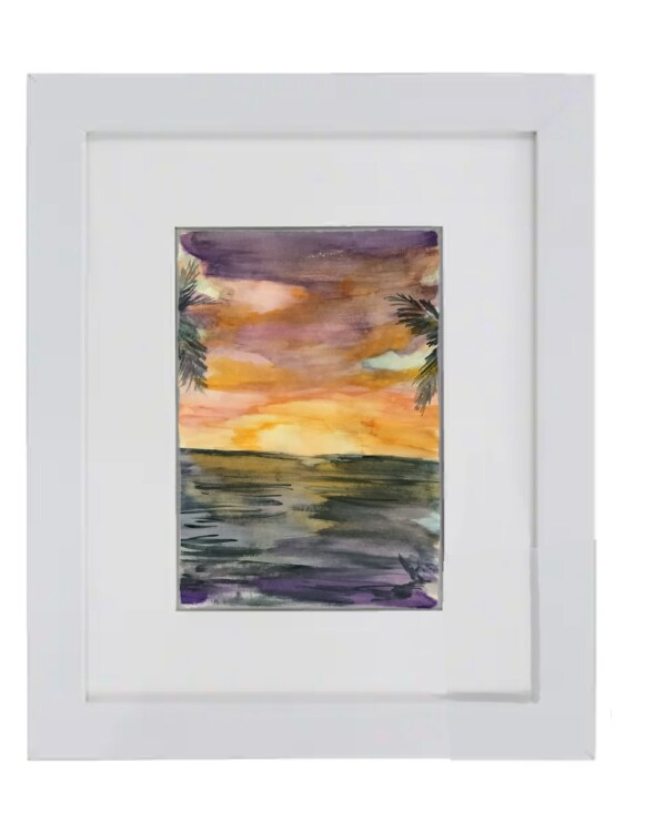 Watercolor pencil Beach Landscape