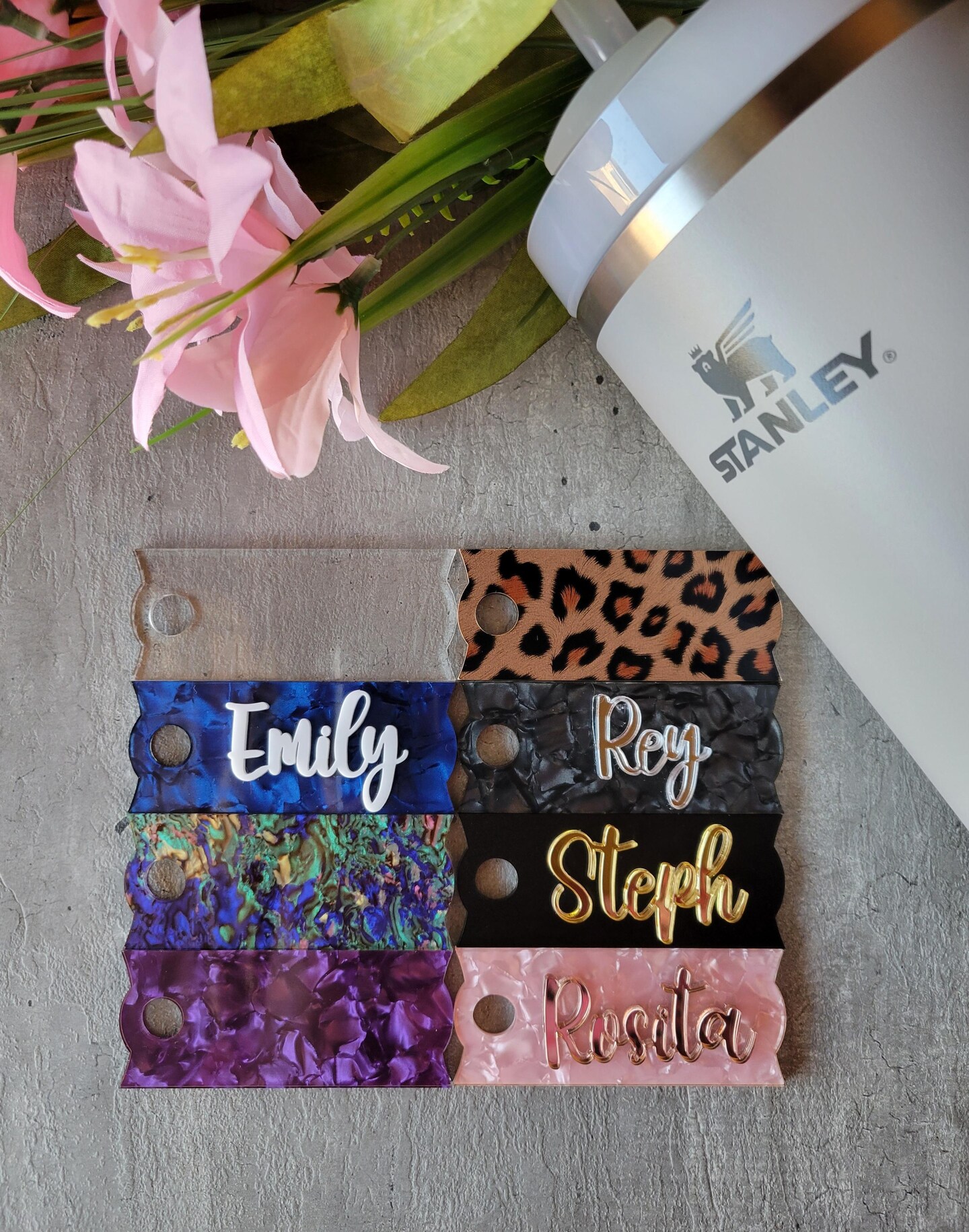 Stanley Name Plate, Stanley Tumbler Topper, Acrylic Name Plate, Blue  Shell Tumbler Name Tag, Stanley Cup Name Tag