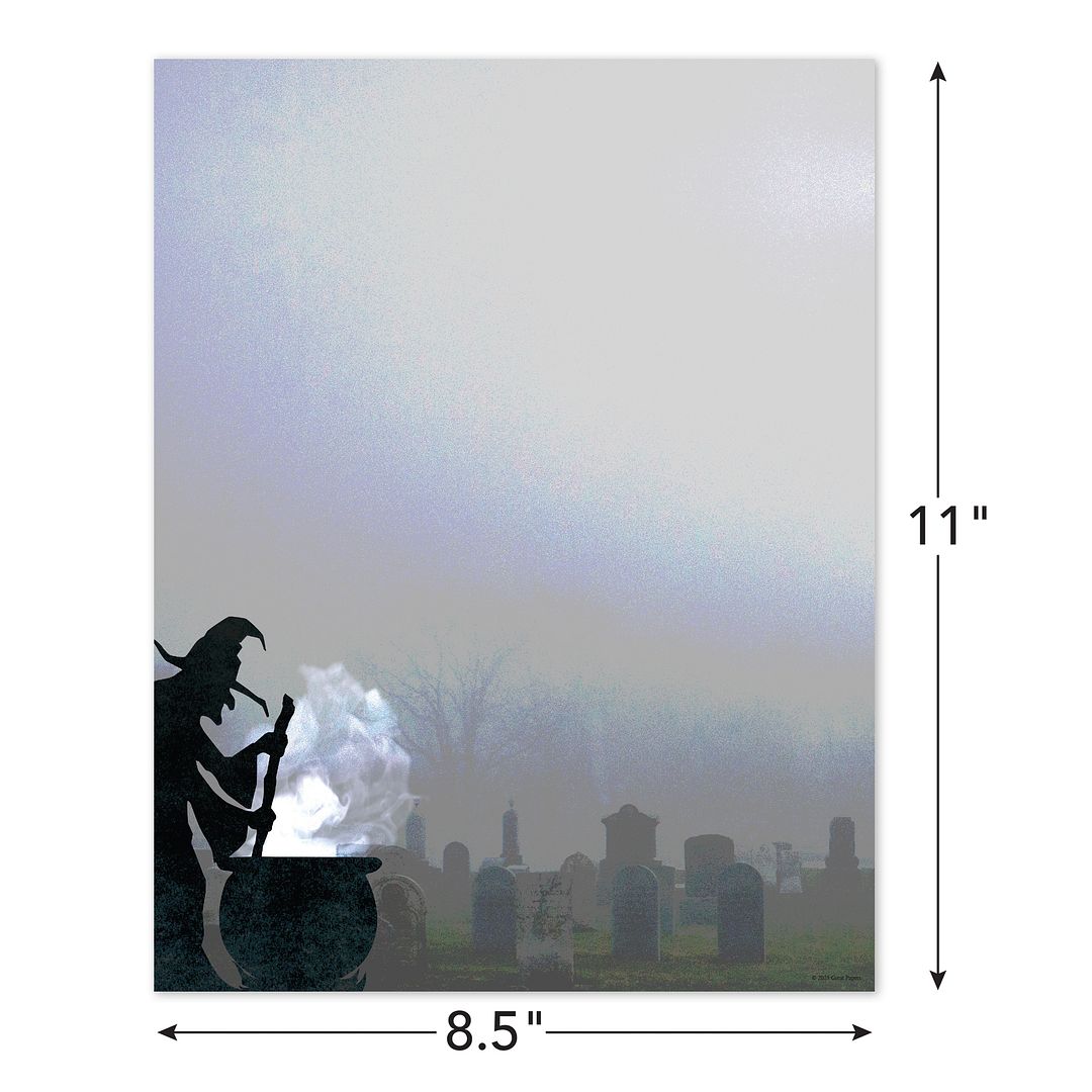 Great Papers! Eerie Graveyard Witch Letterhead, for Invitations, Announcements and Personal Messages, Printer Friendly 8.5" x 11", 50 Pack (2023039)