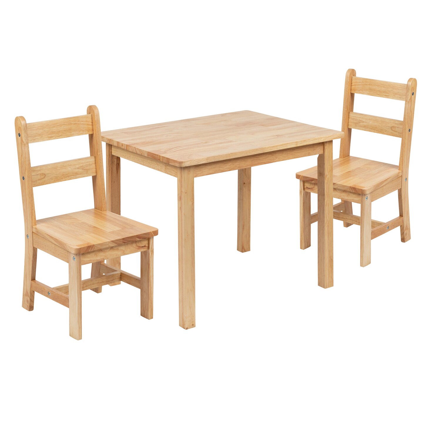 Emma and Oliver Kids 3 Piece Solid Hardwood Table and Chair Set for Playroom, Kitchen