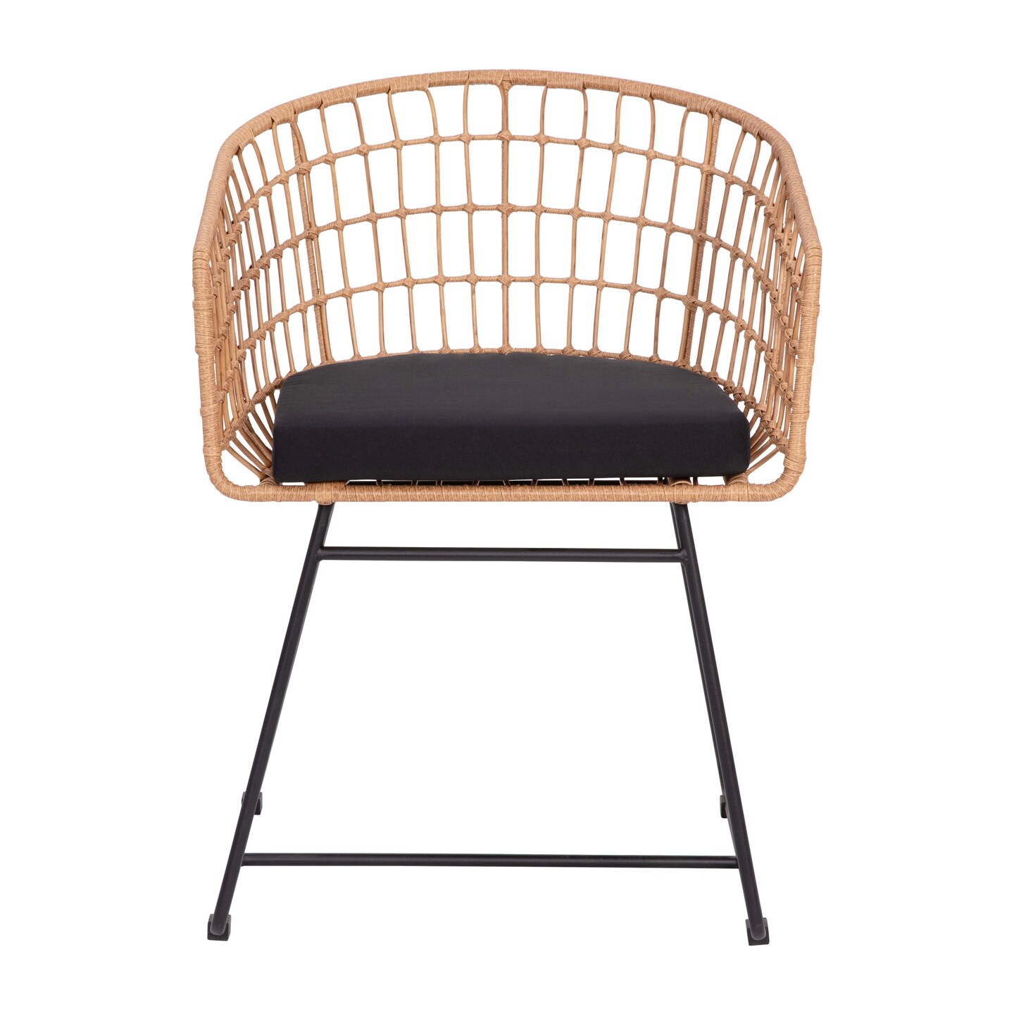 Emma and Oliver Ari Set of Two All-Weather Faux Rattan Rope Chairs with Padded Cushions for Indoor and Outdoor Use