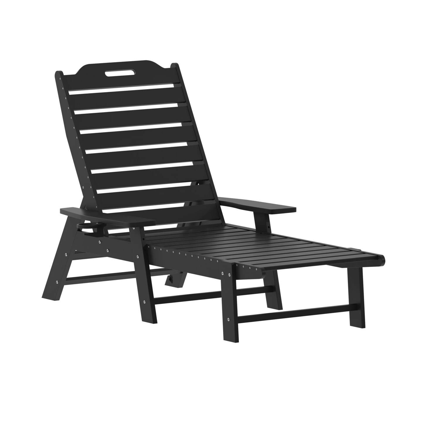Merrick Lane Gaylord Adjustable Adirondack Lounger with Cup Holder- All-Weather Indoor/Outdoor HDPE Lounge Chair