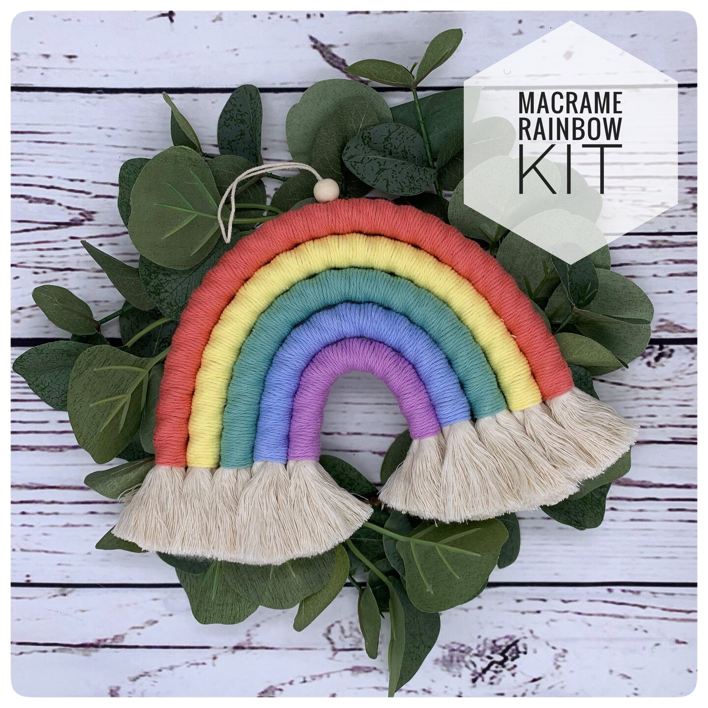 DIY Macrame Rainbow Craft Kit 5 Colors Rope Yarn Wall Hanging Kit ...
