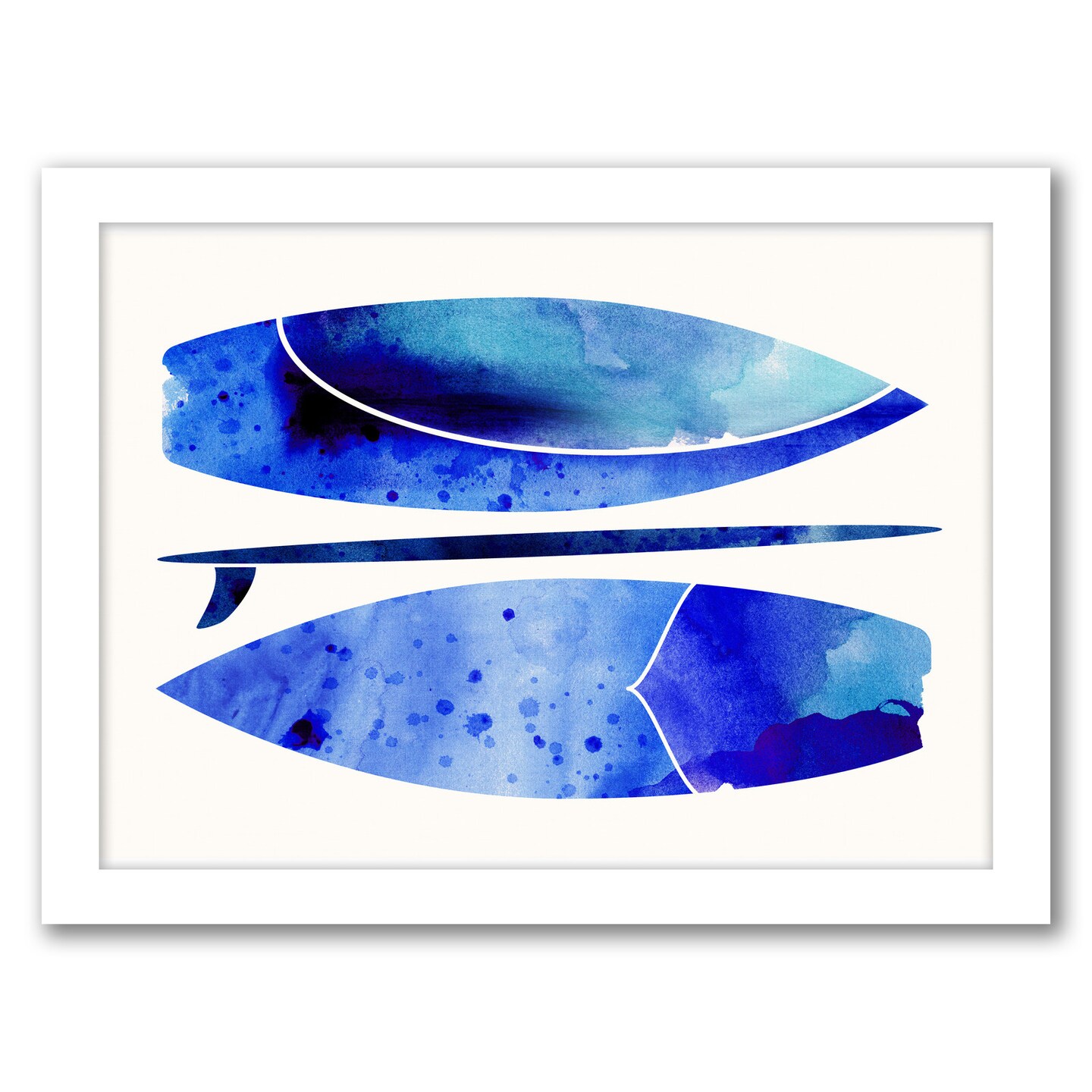 Indigo Surfboard Watercolor by Modern Tropical Frame  - Americanflat