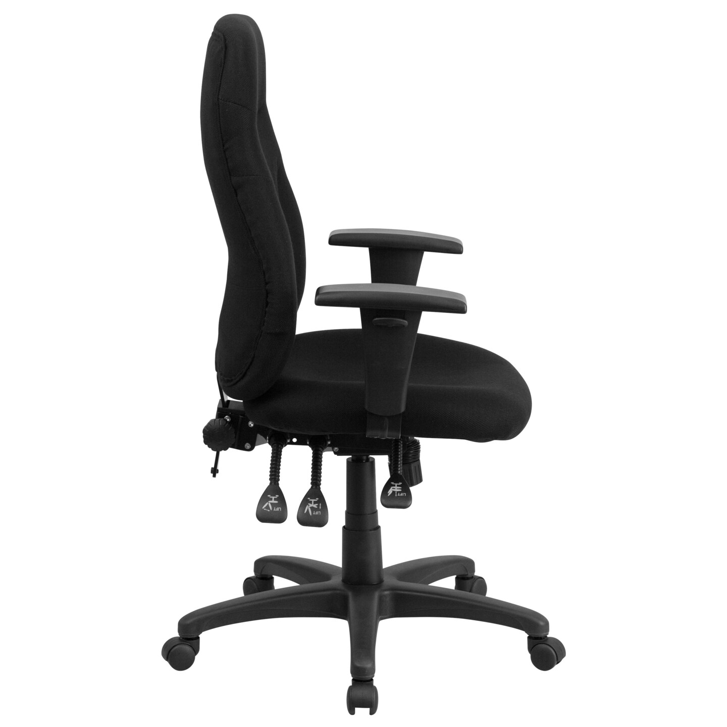 Emma and Oliver High Back Fabric Multifunction Swivel Ergonomic Task Office Chair with Adjustable Arms