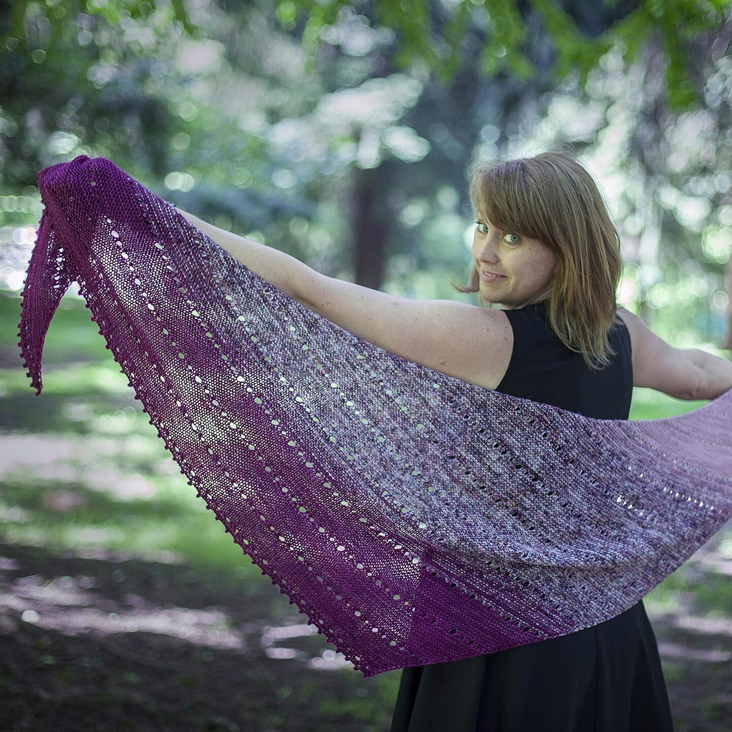 Living Dreams Yarn Galilea Shawl KNIT KIT. Includes Three Complementing Skeins of Hand Dyed Superwash Merino Yarn + Famous Free Your Fade Knitting Pattern.
