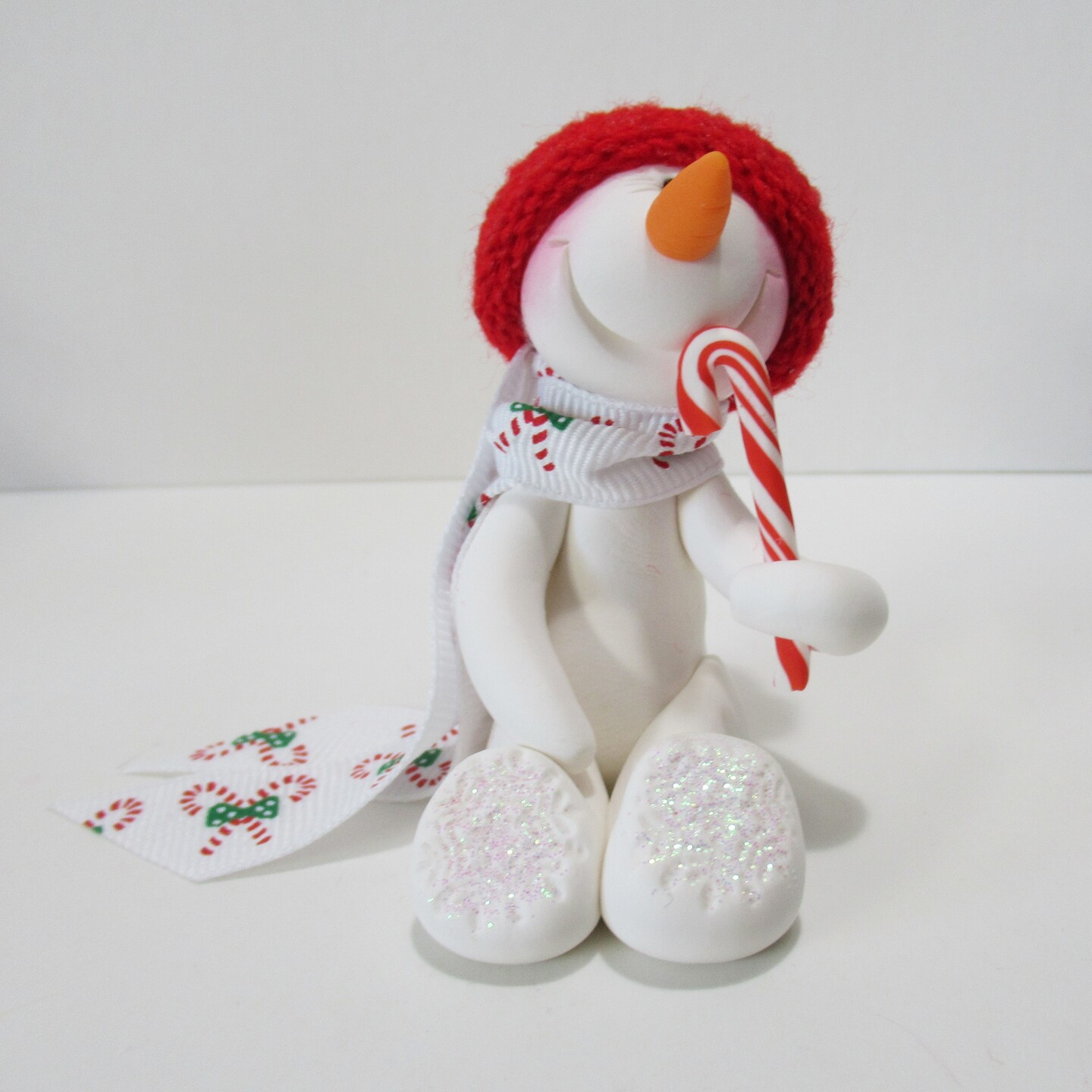 Love my candy cane Snowman ornament polymer clay, clay Christmas ornament product 2