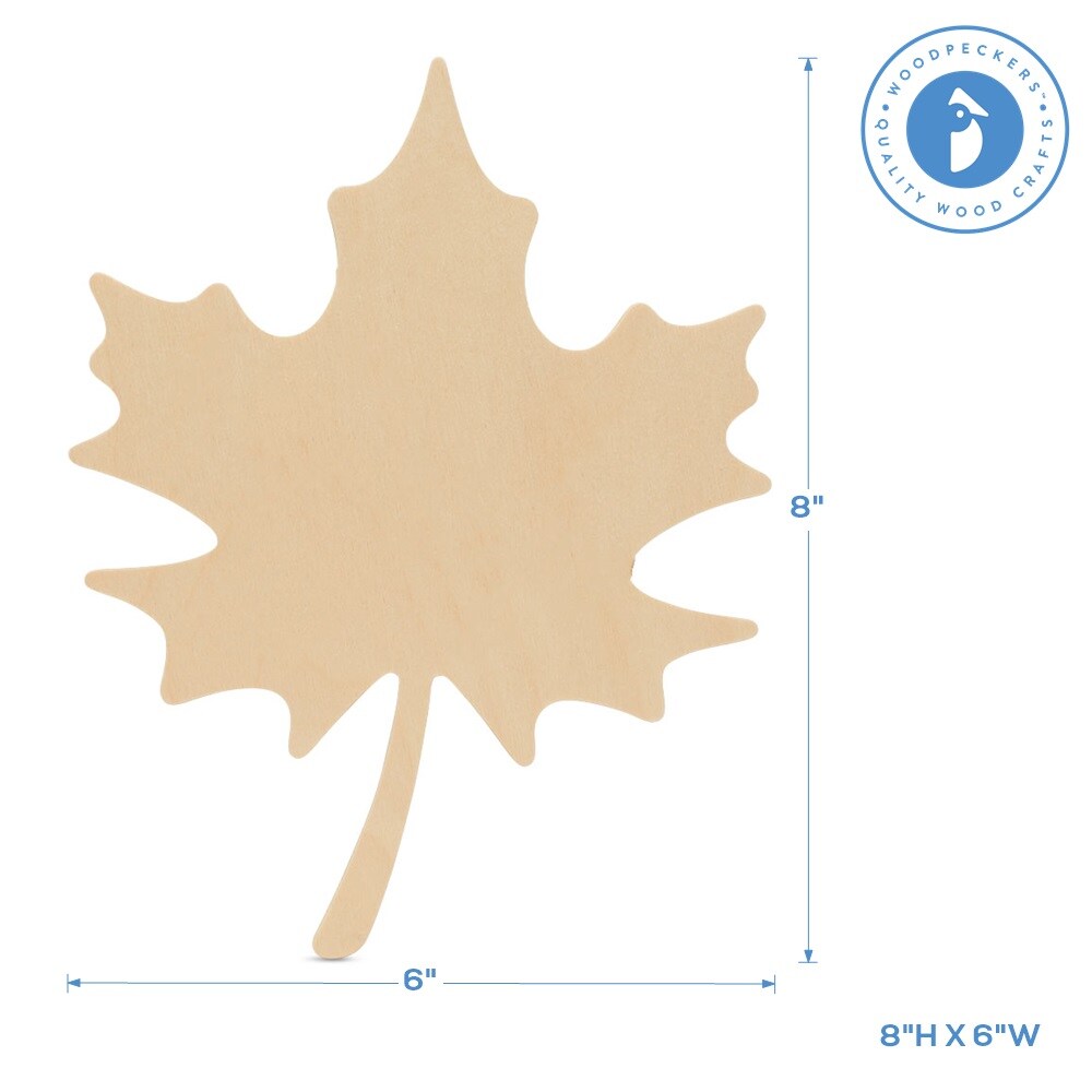 Maple Leaf Wood Cutout, Multiple sizes, Unfinished for Autumn Crafts | Woodpeckers